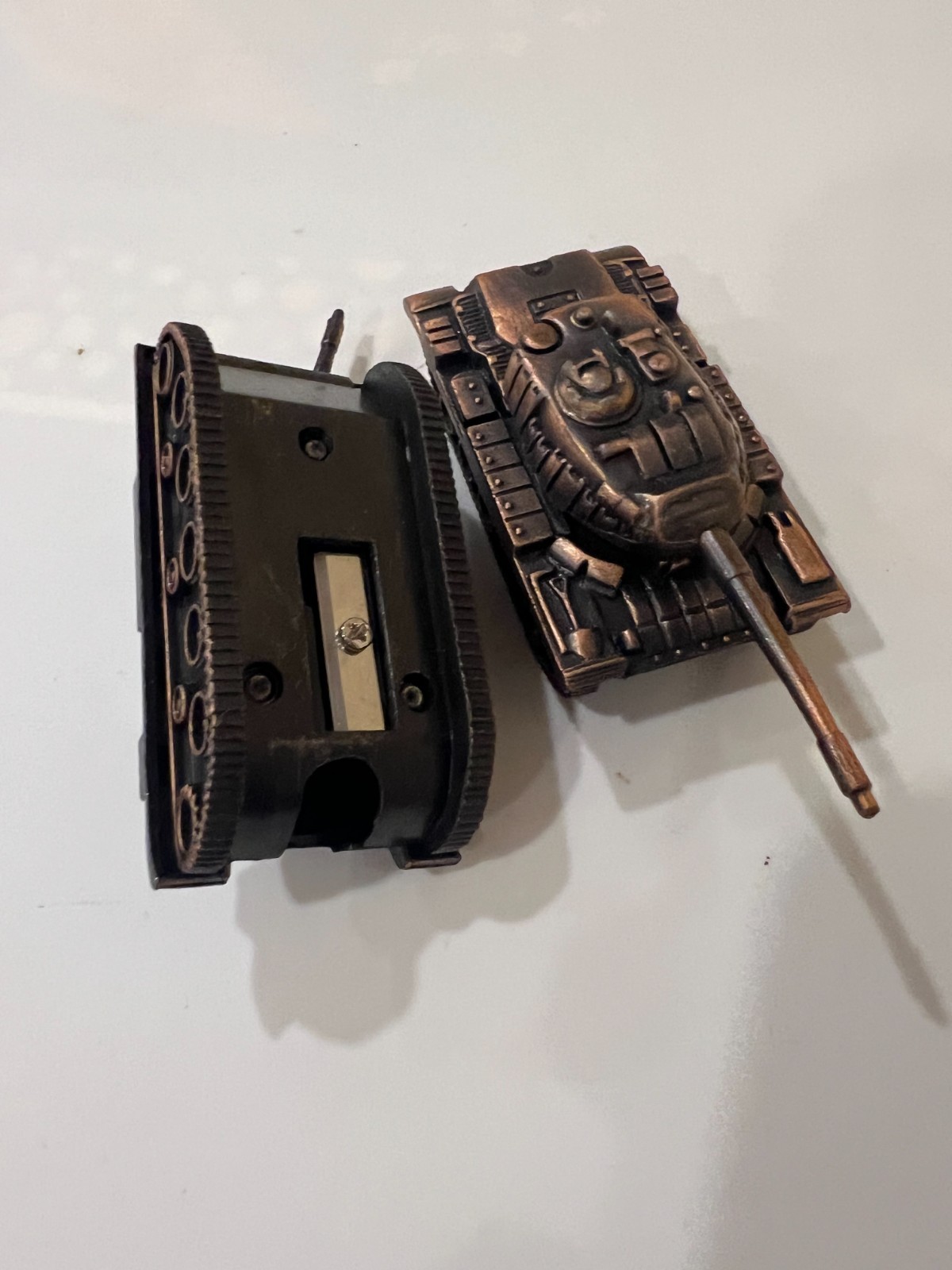Sherman tank die cast metal pencil sharpeners x 2