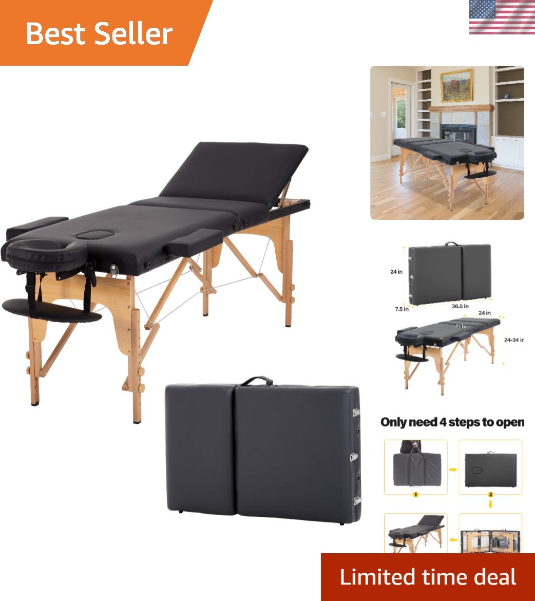 Massage Bed Portable Massage Table 24 inch Wide Lash Bed Height Adjustable 3 ...