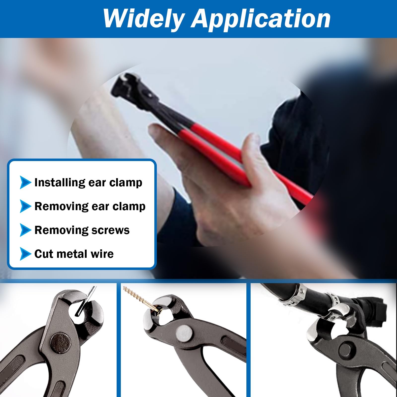 "9"" Ear Clamp Pliers Hose Clamp Crimping Tool Carbon Steel"
