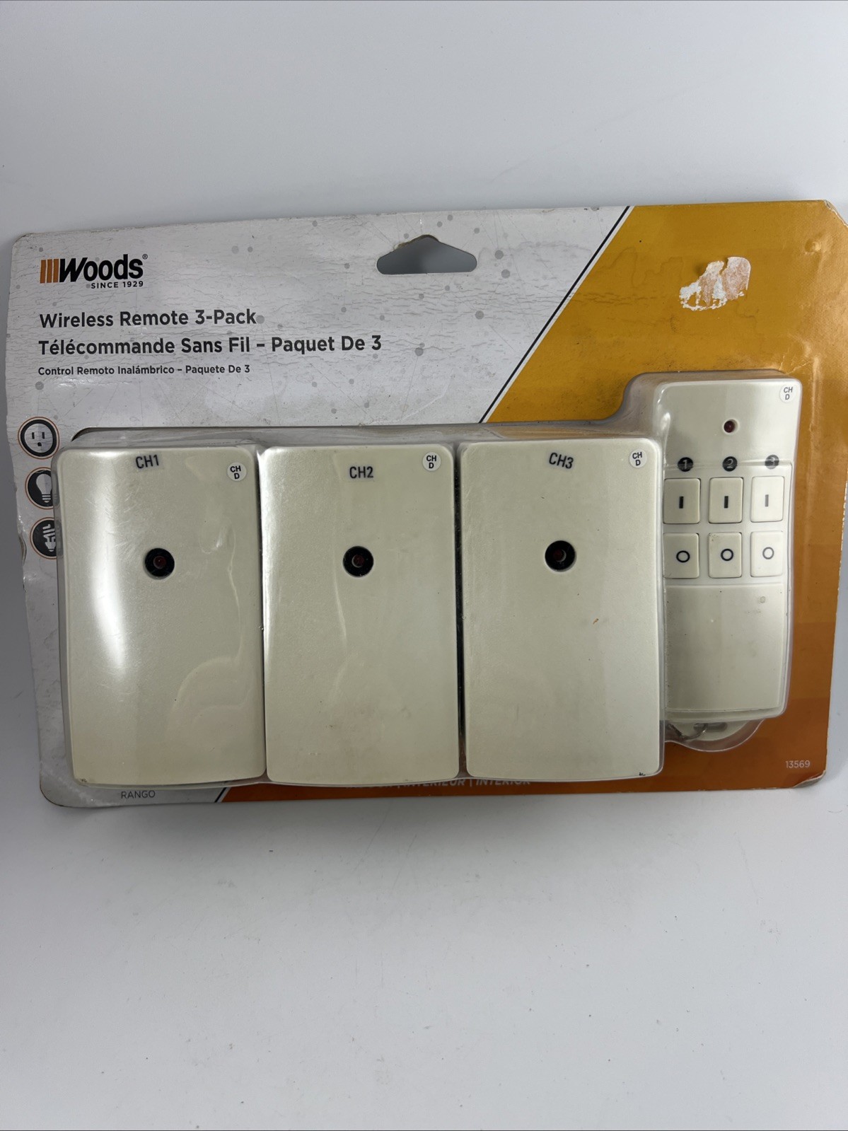Woods Wireless Remote Control 3-Pack #13569 Indoor Electric Outlets New Sealed
