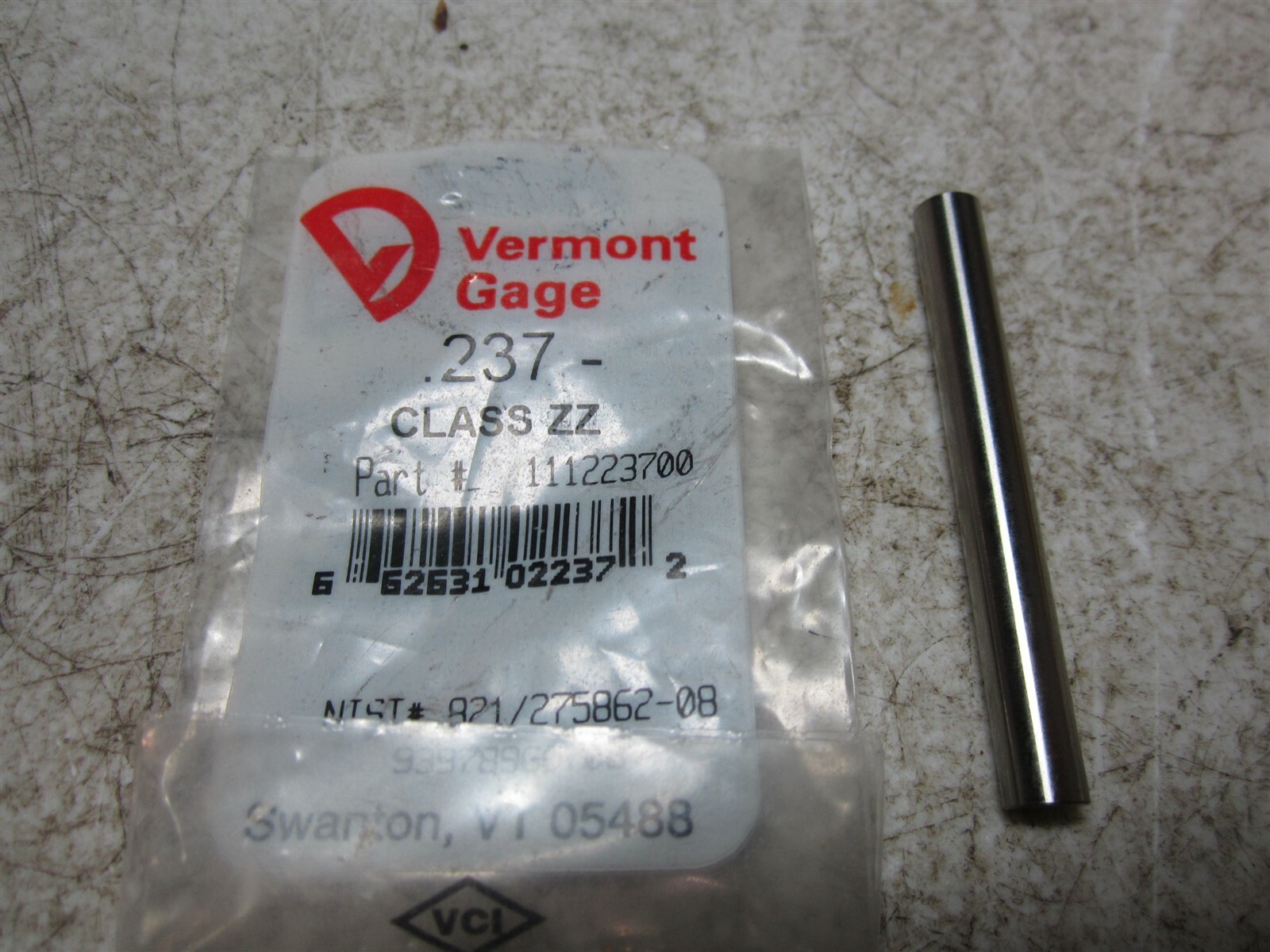 Vermont Gage (111223700) 0.237 Diameter Class ZZ Pin Gage
