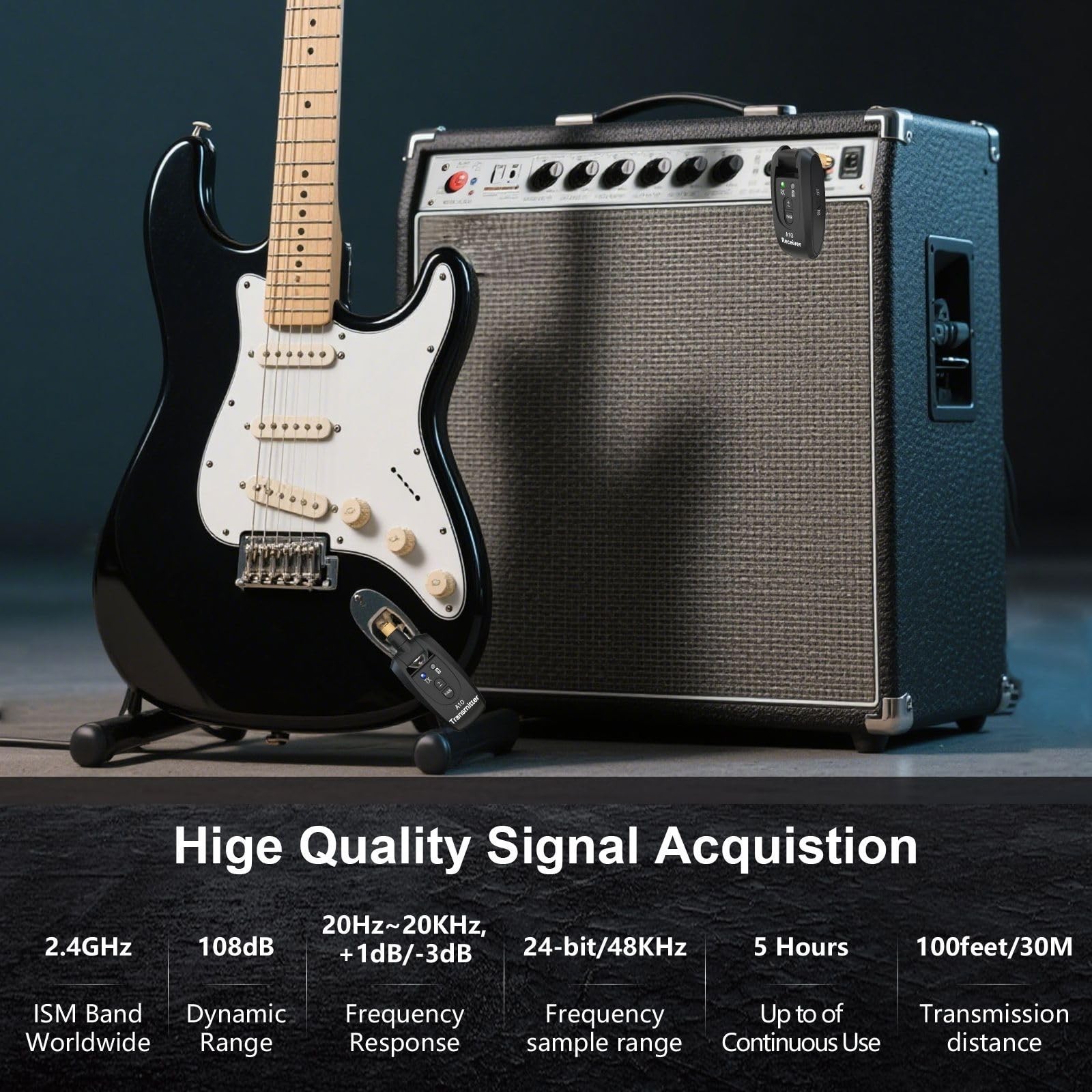 2.4GHz Wireless Guitar Transmitter Receiver Auto Pairing (A10) | Wireless Gui...