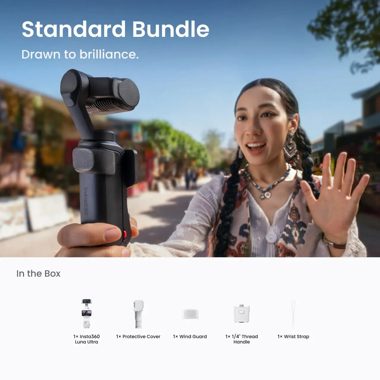 Insta360 Luna Ultra Standard Bundle 8K Gimbal Camera - New White Fast Shipping