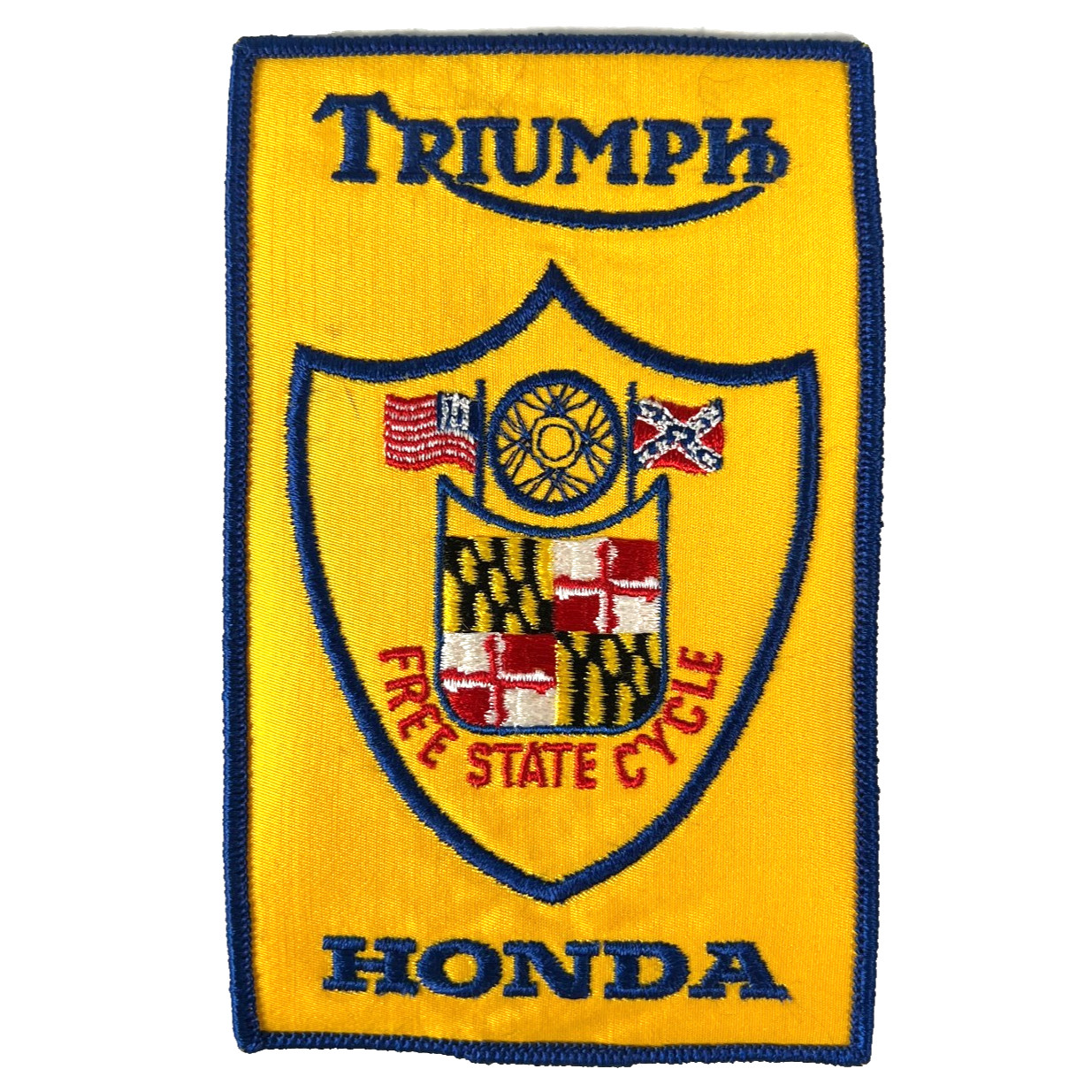 Triumph Honda Motorcycle Free State Cycle Vtg Patch Maryland Dealer Bob Myers