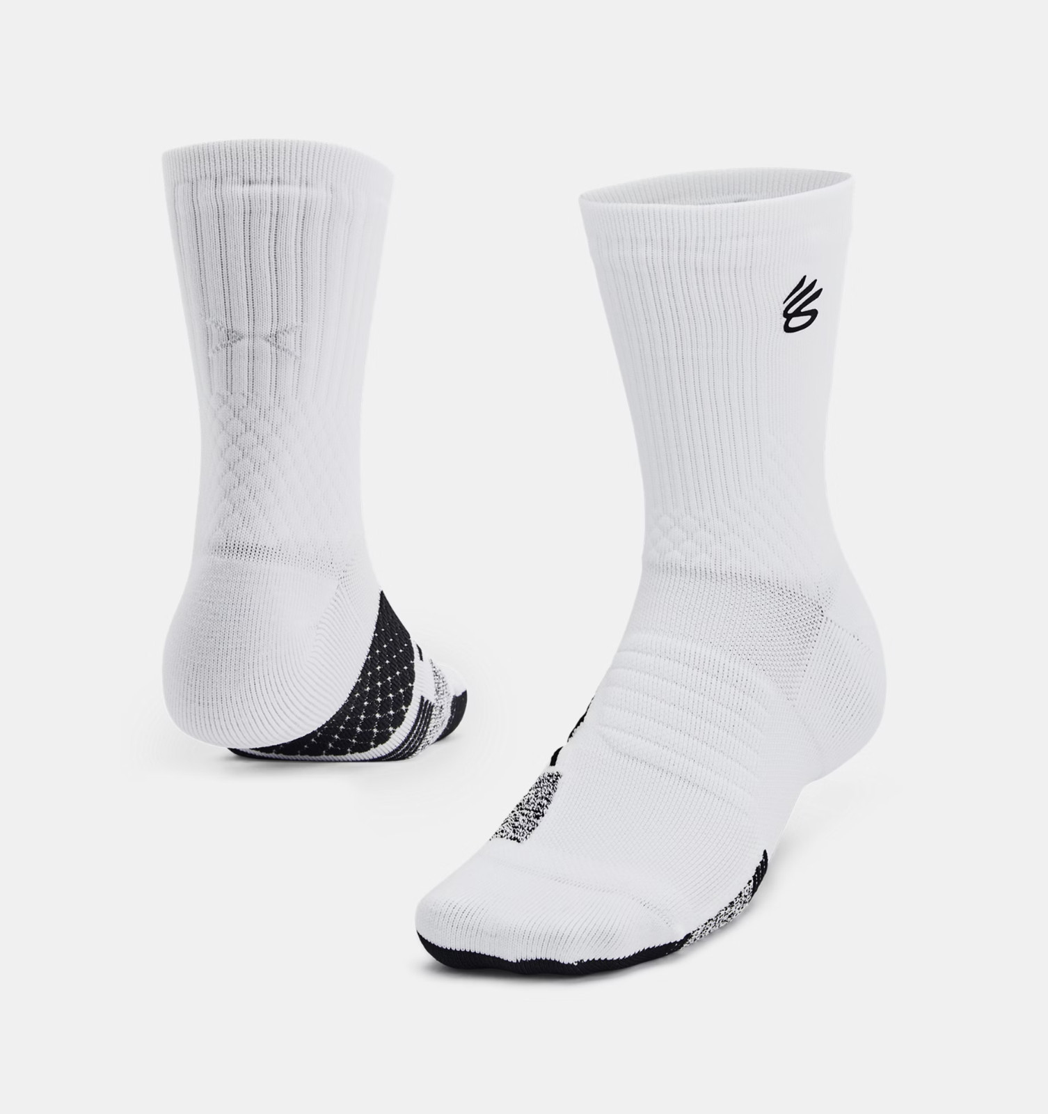 Under Armour Curry ArmourDry Playmaker Mid Crew Socks White Large 8.5-13 1376231