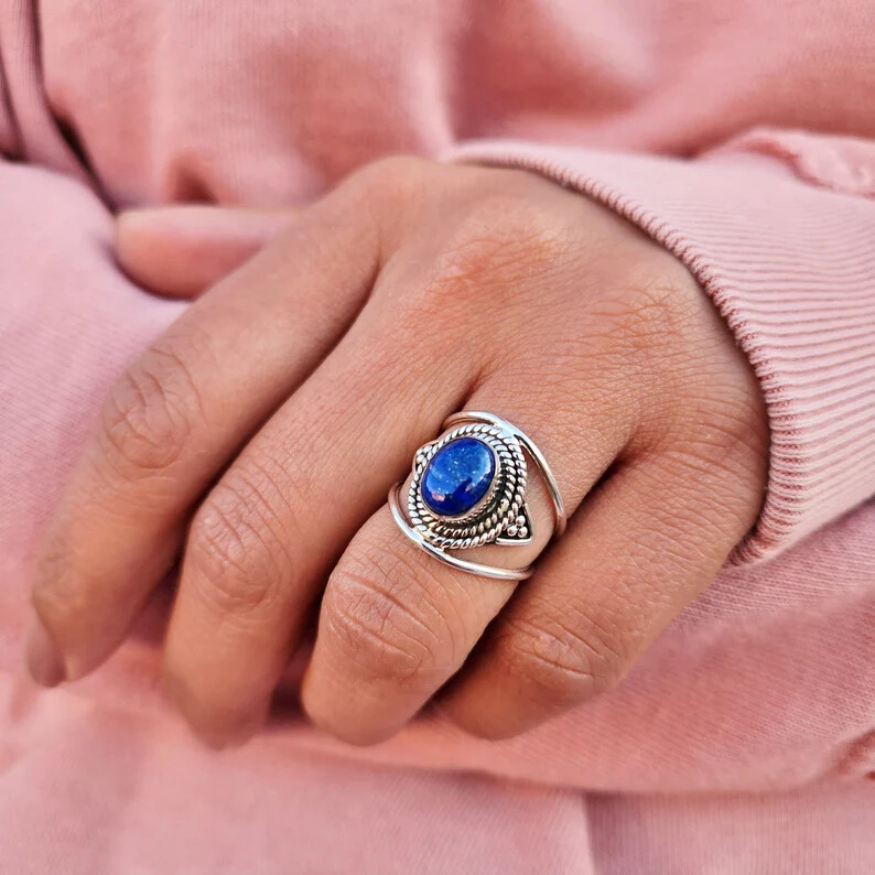 Lapis Lazuli Ring925 Sterling silver Band &Statement Ring Handmade Ring All Size