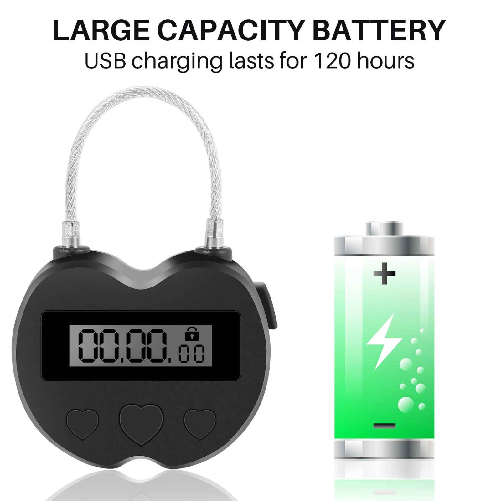 2X Black Time Locks LCD Display Time Lock Multifunction Travel Electronic Timer