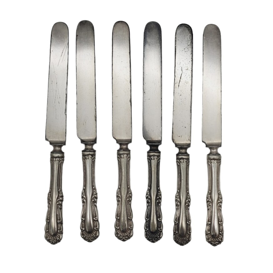 Rodgers International Silver Chelsea 1897 Blunt Dinner Knives Set 6 Plated Antiq