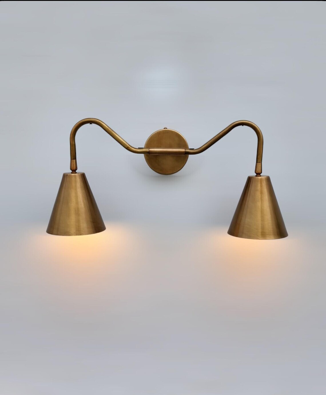 Brass Antique Double Wall Sconce Vintage Wall Light Fixture Farmhouse Wall Light