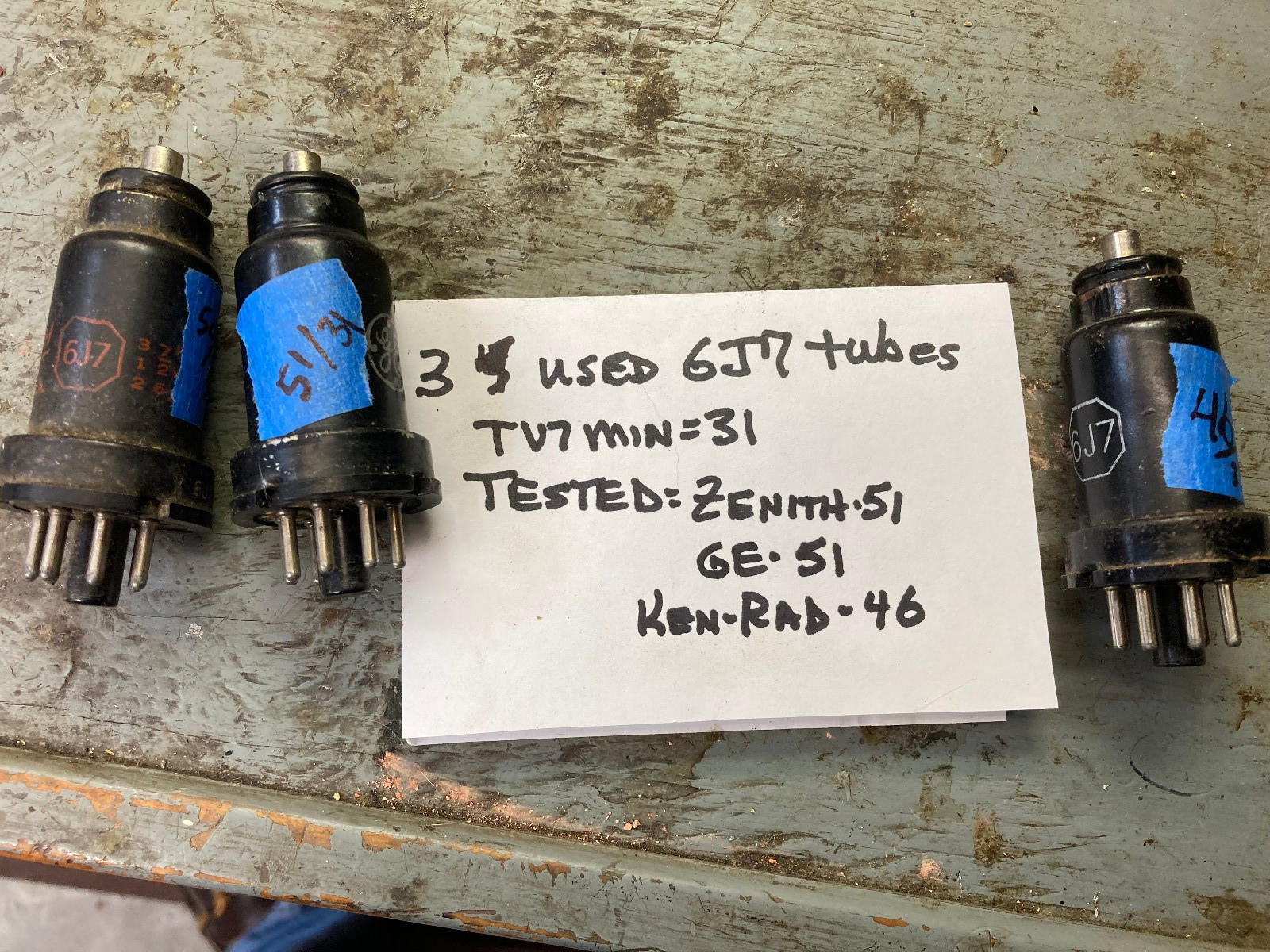 3 used 6J7 various metal radio vacuum tubes  TV7=EX