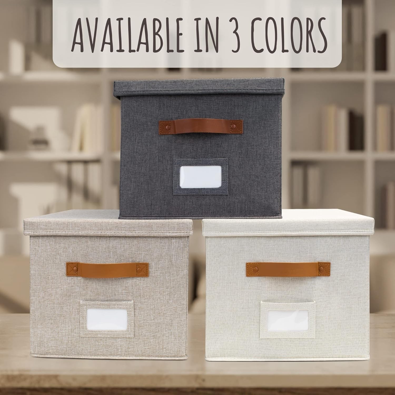 NEW.Decorative Document Storage Box Set (2-Piece) Easy-Slide Lidded Design