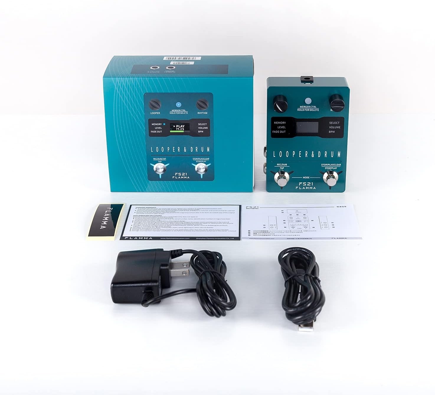 Flamma FS21 Drum Machine Looper Pedal 160 Min 100 Drum Grooves Software Edit