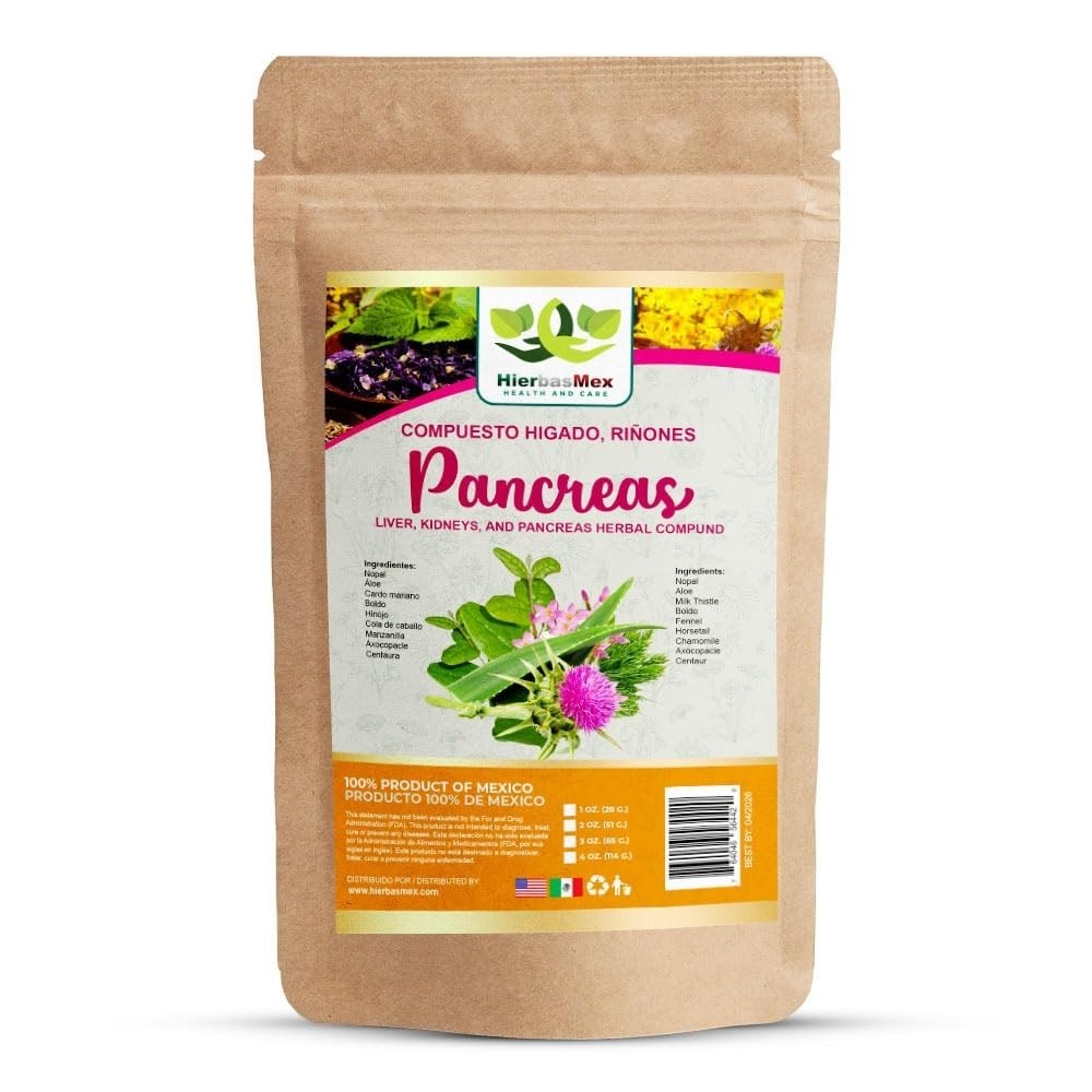 Pancreas Compuesto Herbal 4 onzas Te, Pancreas Tea 4 Oz. Herbal Compound Hmex