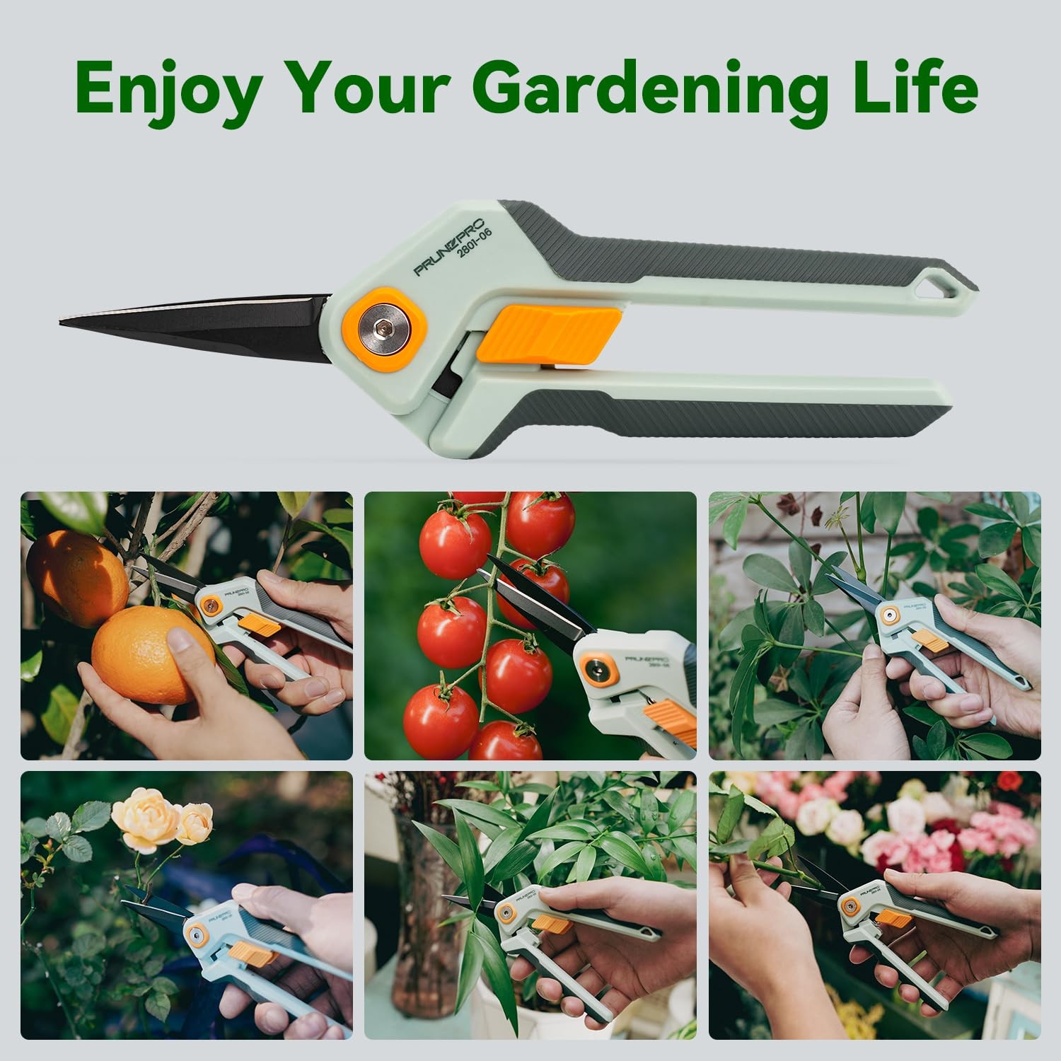 PrunePro Pruning Shears Gardening Scissors Set Professional Hand Pruner Green