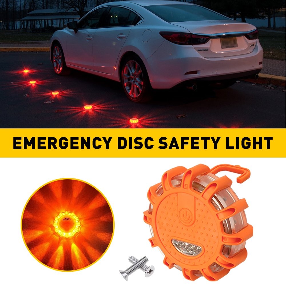 8 LED Road Flares Emergency Safety Disc Light Flashing Roadside Warning' Beacon