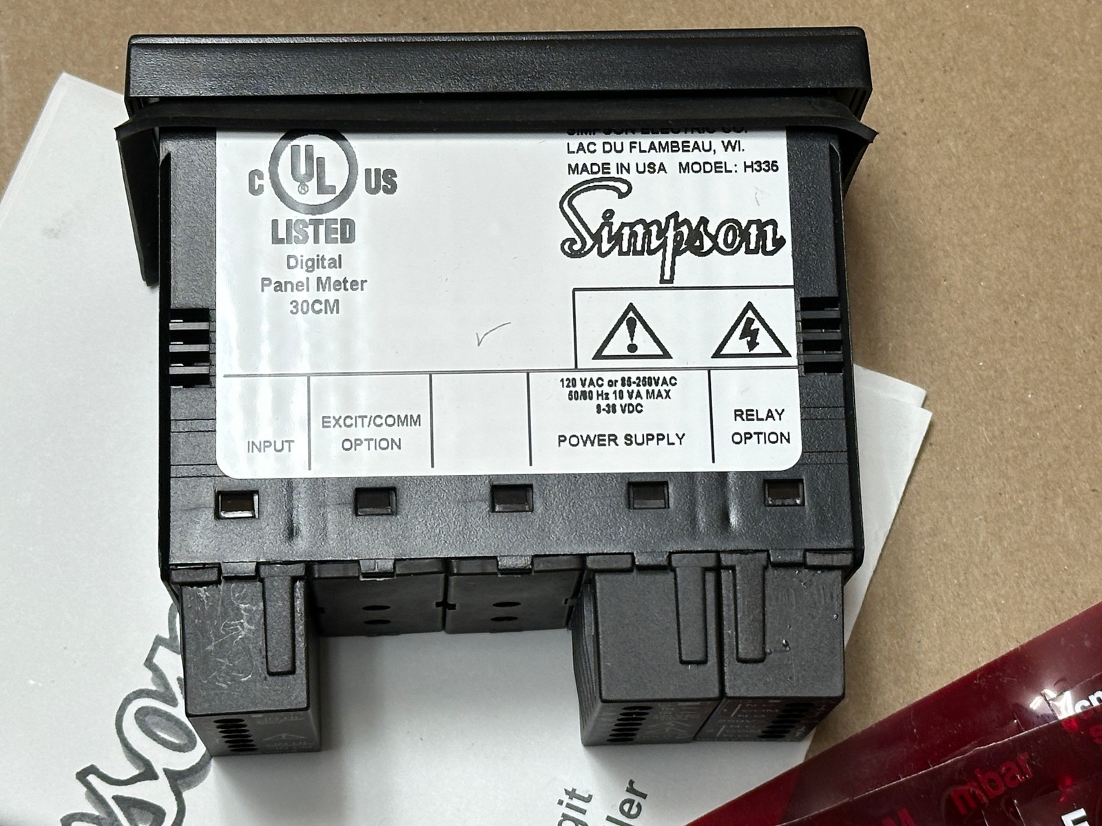 Simpson Panel Meter H335153020 Input:20 VRMS 120Vac