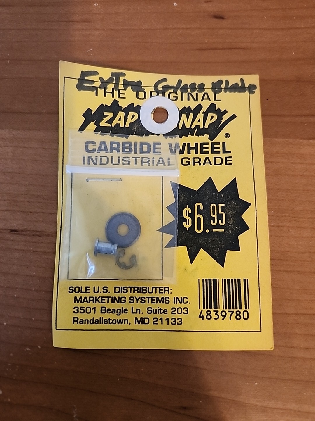 Vintage NOS THE ORIGINAL ZAP'N'SNAP CARBIDE WHEEL INDUSTRIAL GRADE Glass Cutter