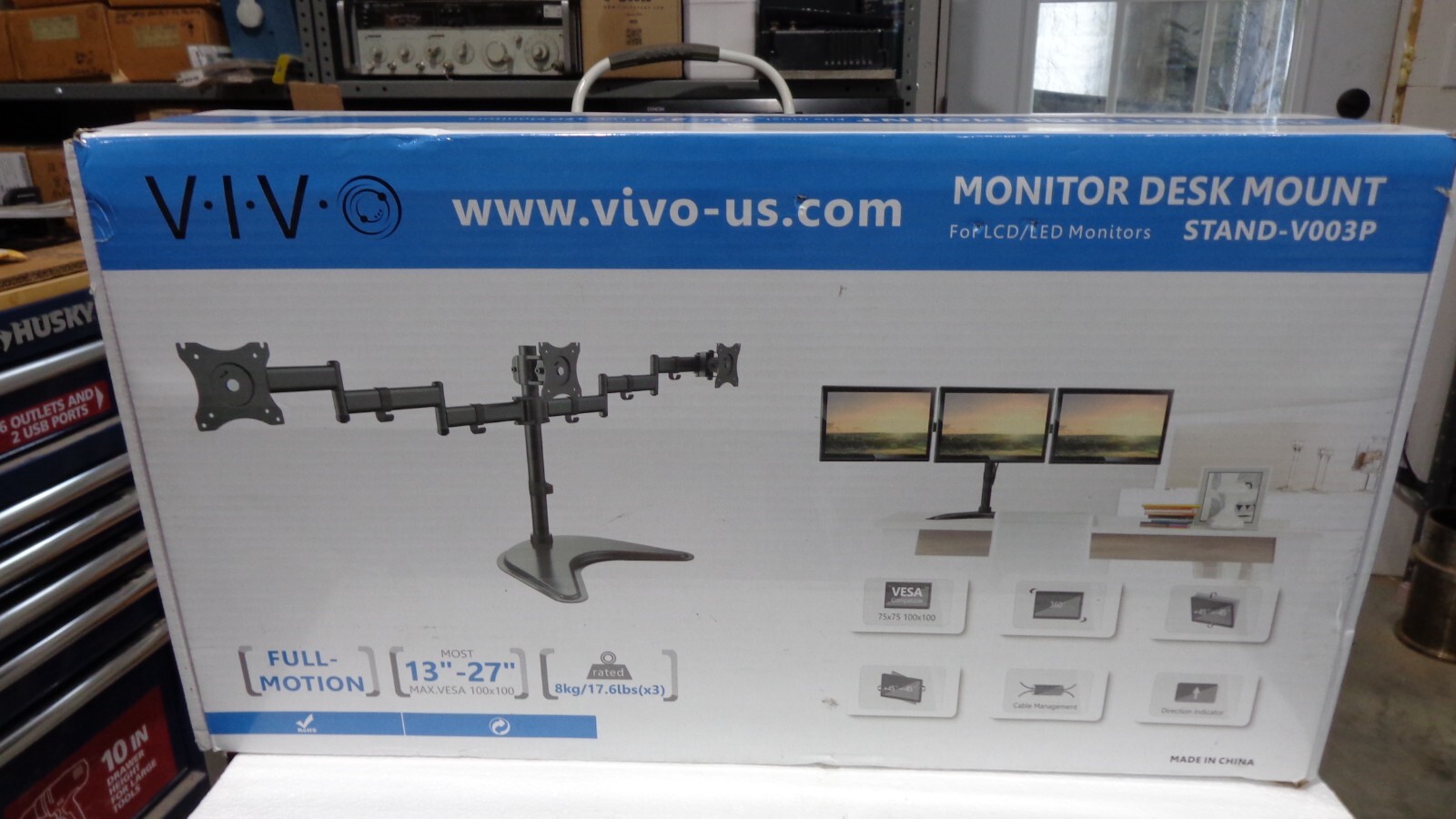 VIVO V300P Triple Monitor Desk Top Mount, Fully Adjustable  13" to 24" Monitors