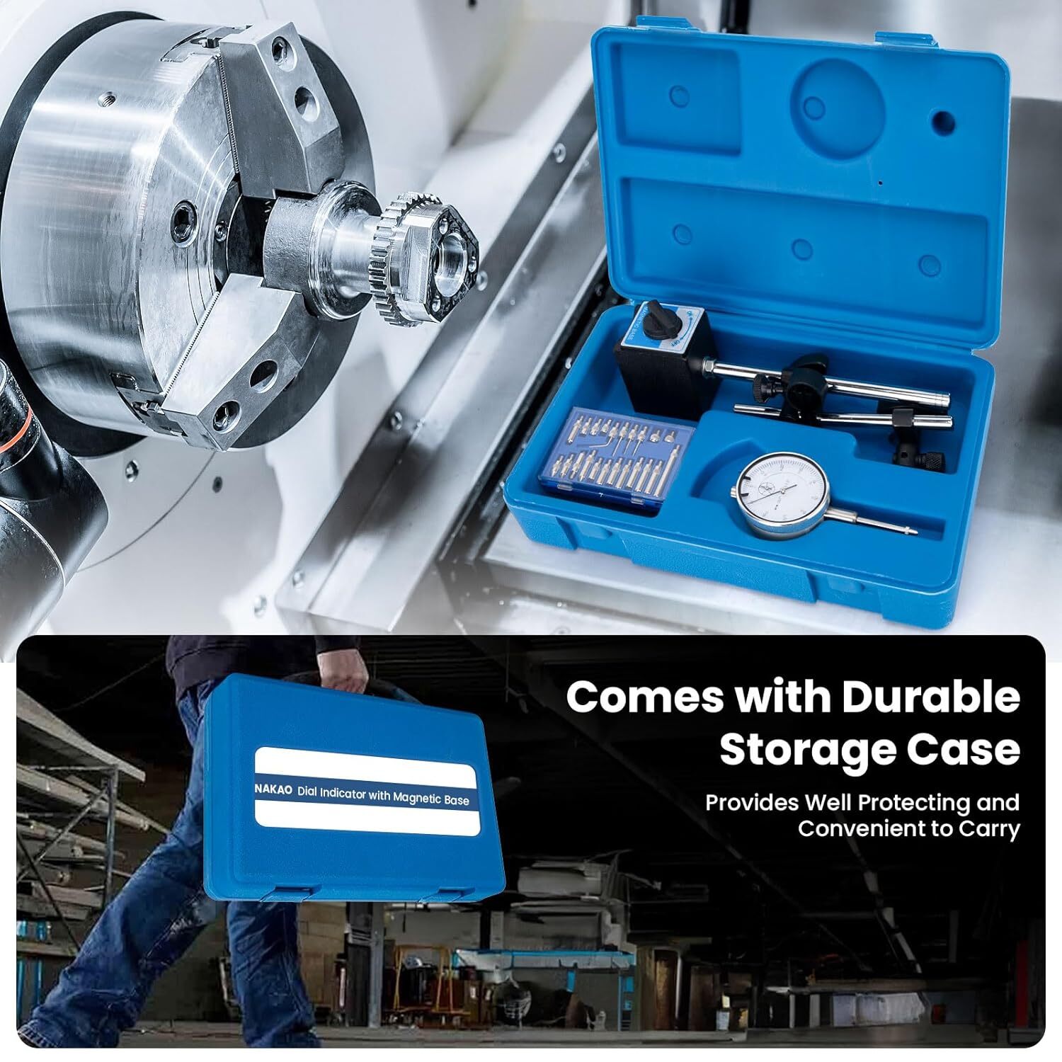 Dial Indicator with Magnetic Base and Point Precision Inspection Set