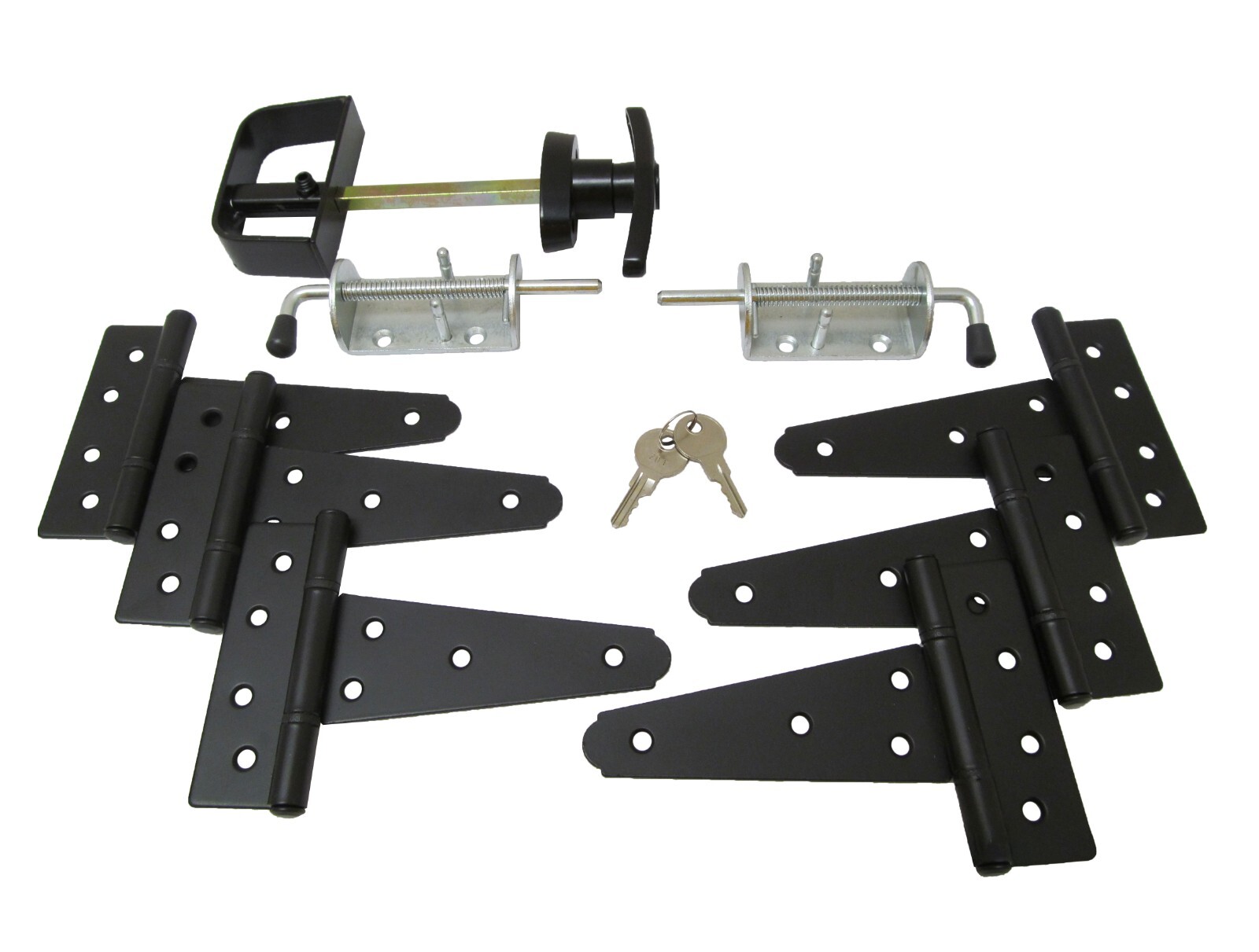 Shed double door hardware kit: 6" Hinges T Handle HD Barrel Bolts Sheds, Gates