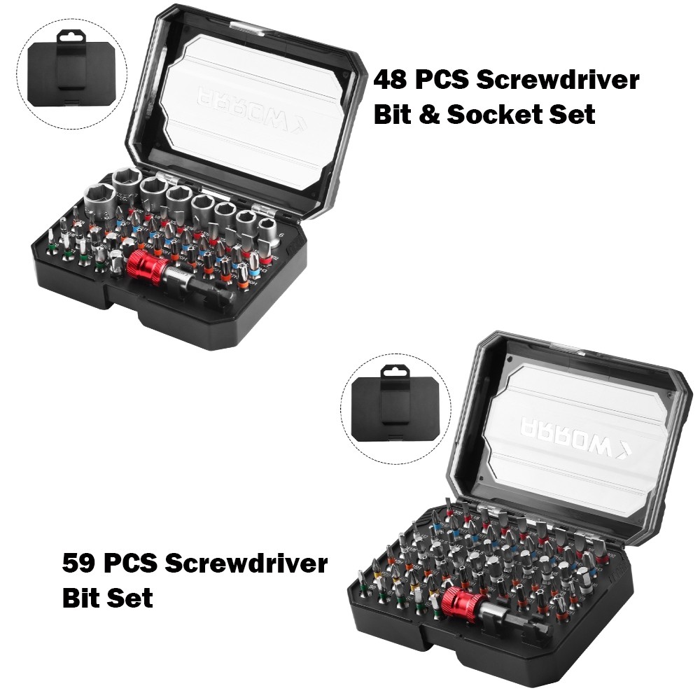 ARROW 48-Piece 1/4" Screwdriver Bit&Socket Set/59-Piece 1/4" Screwdriver Bit Set