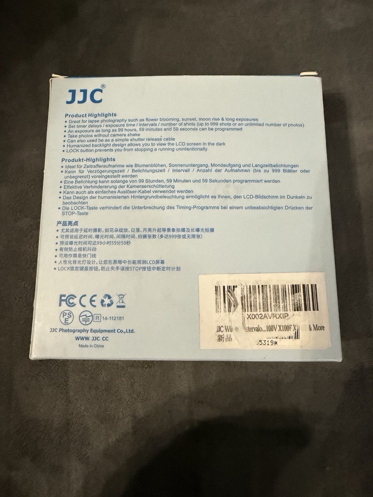 JJC WT-868 100m Wireless LCD Intervalometer Timer Remote For Sony