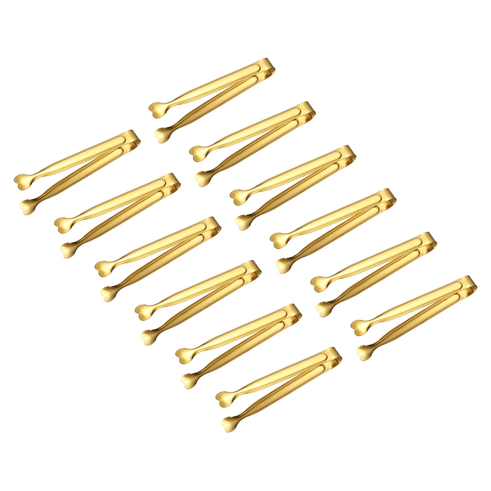 12 Pcs Small Serving Tongs, 5.3 Inch Stainless Steel Kitchen Tongs, Gold