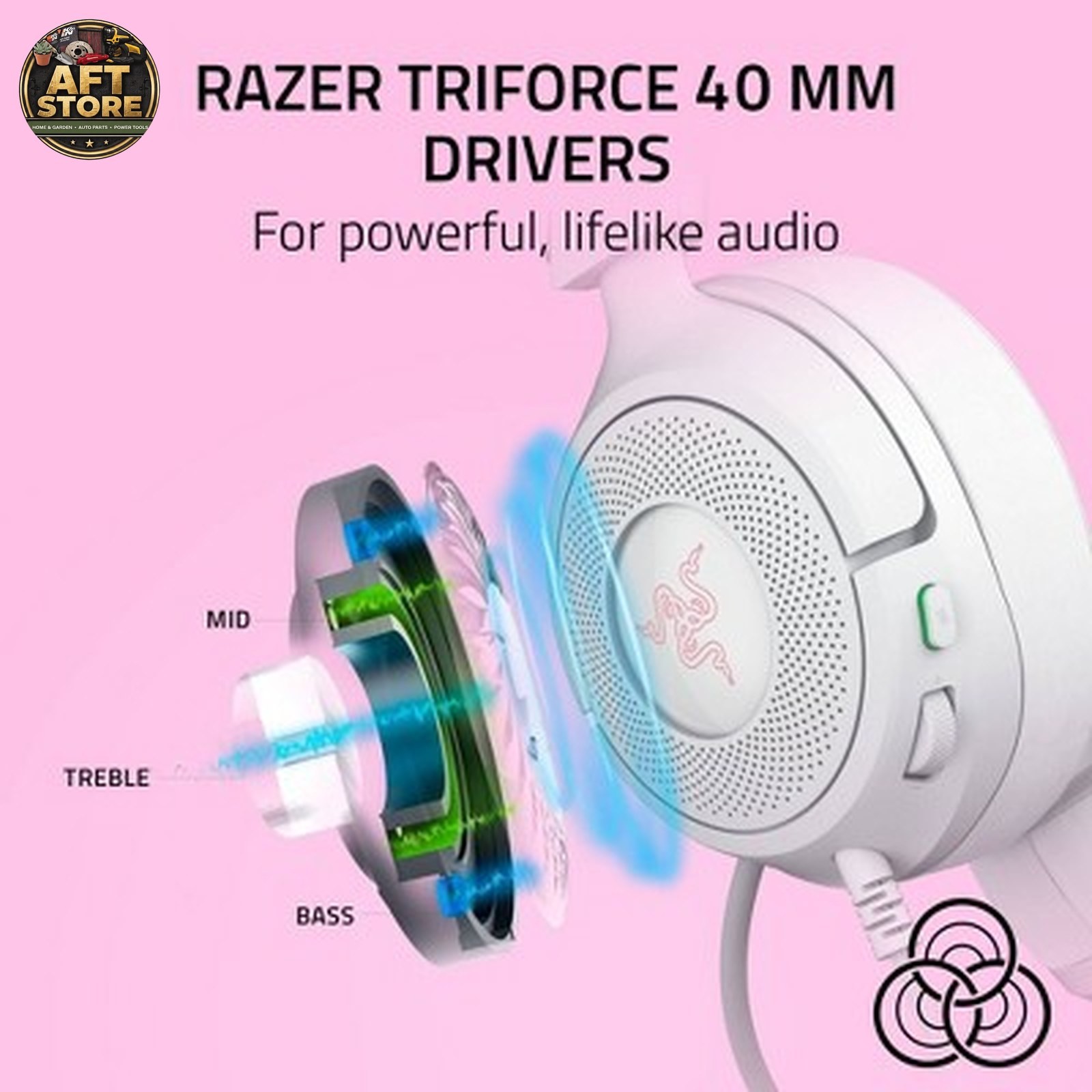 Razer Kraken Kitty V3 X Wired Gaming Headset - White
