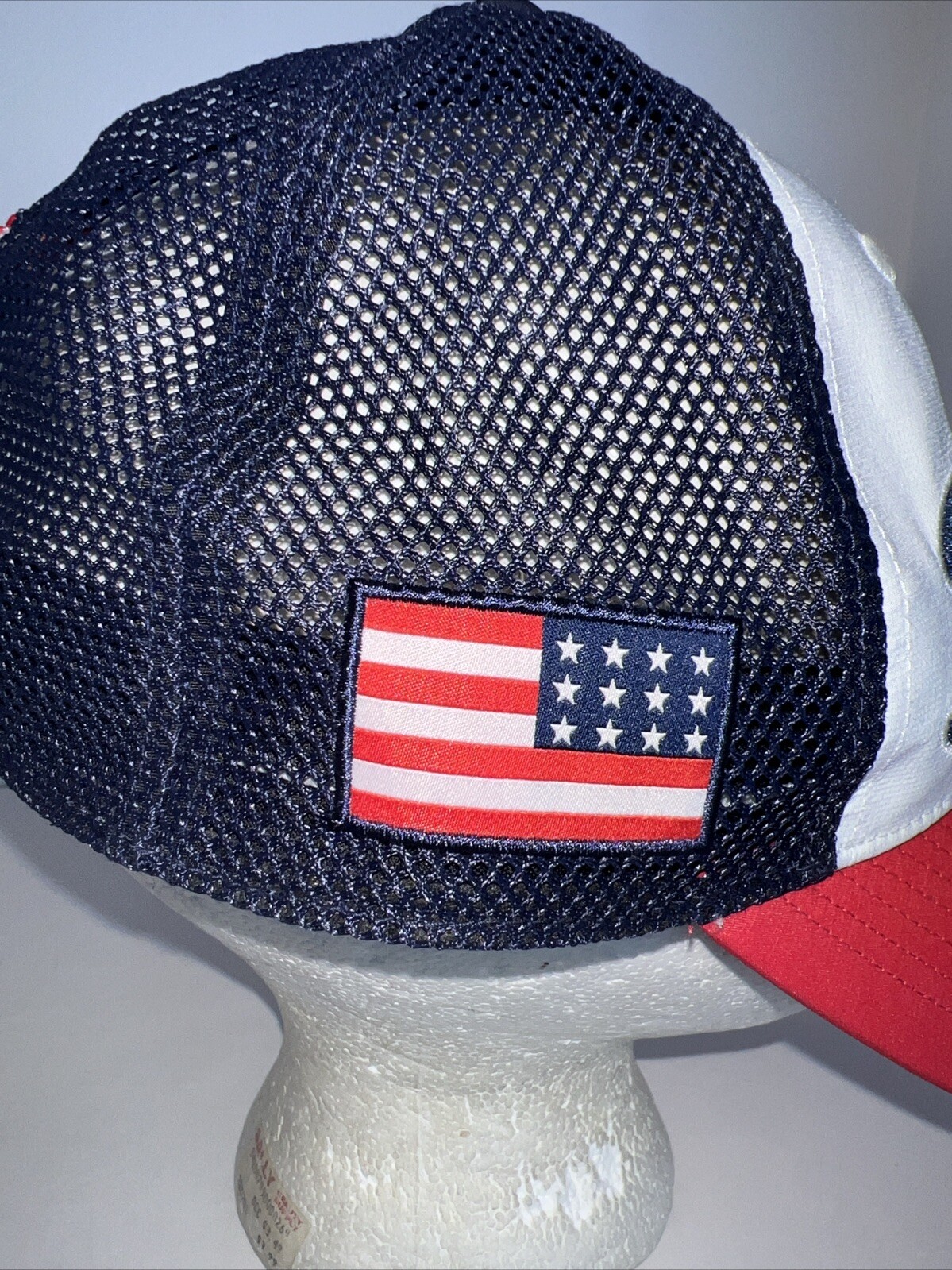 Titleist Script Pristine Red White Blue Hat Cap Hook Loop American Flag EUC