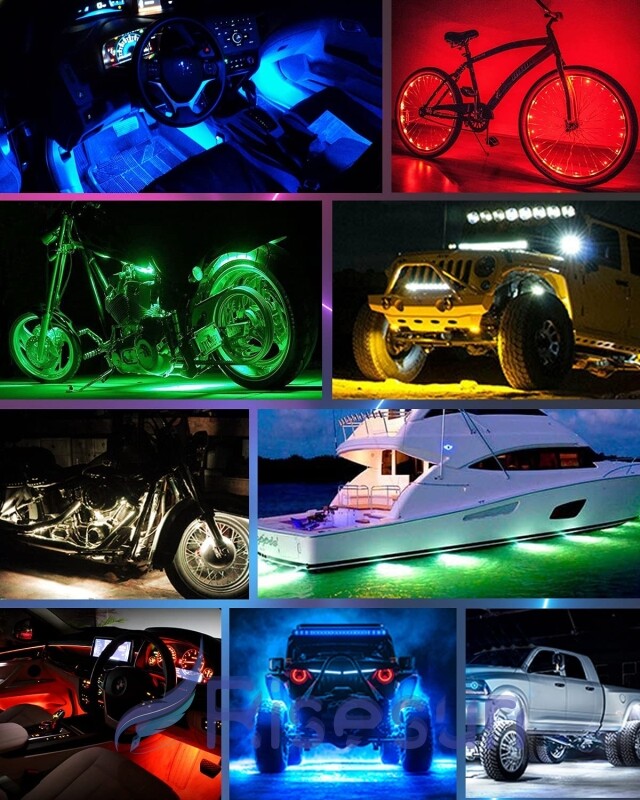 12V Tiras de Luz 15LED para Carros Coche Motos Camión Embarcación Luces Decor