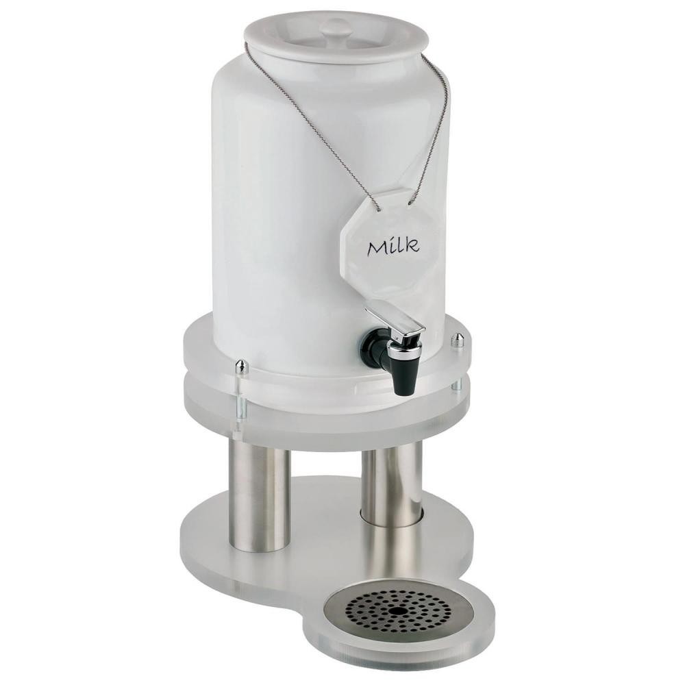 Beverage Dispenser for Buffet Cooling Battery 4 Liter Milk Jug Porcelain on Rack