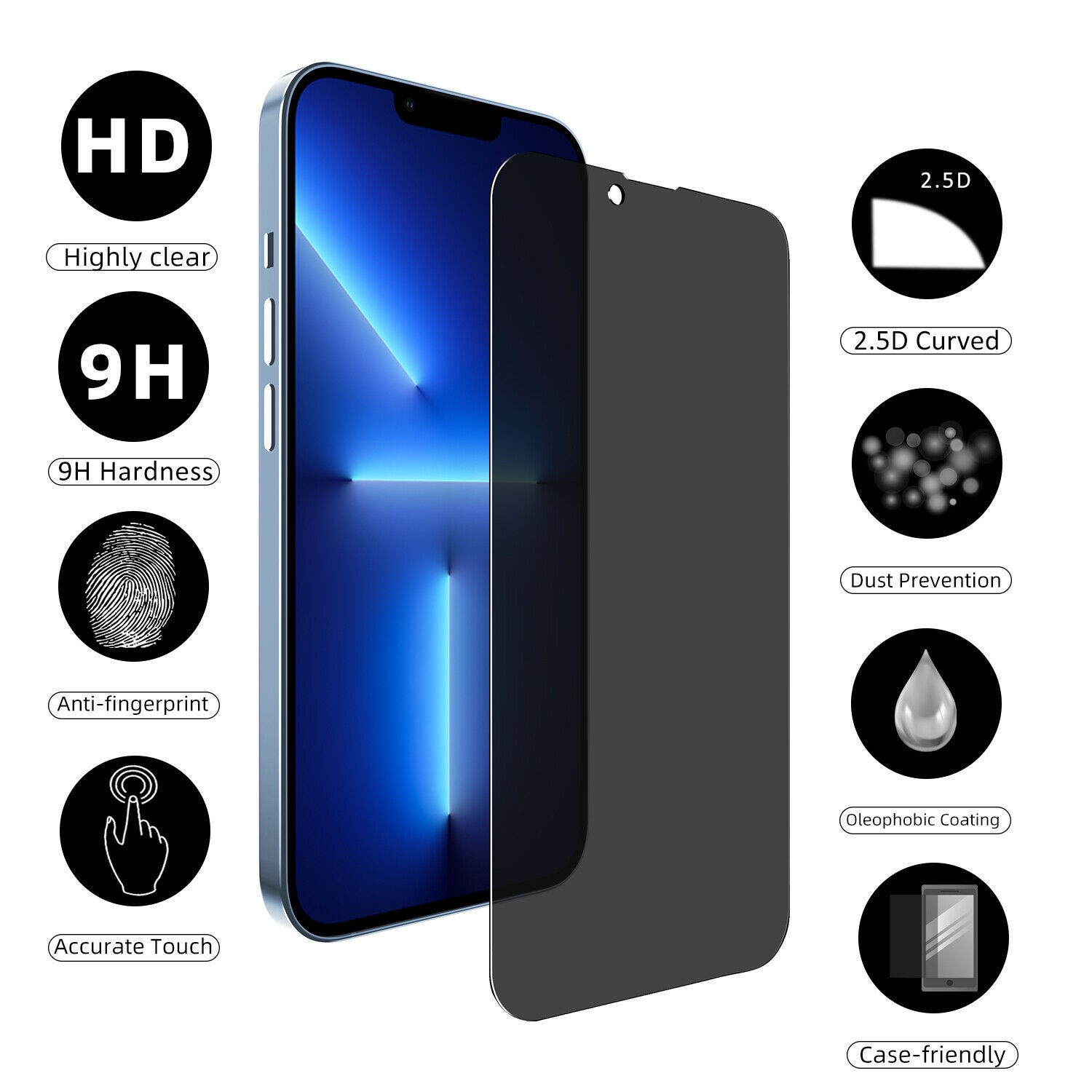 1x  Premium Privacy Tempered Glass Screen Protector For Apple iPhone 15