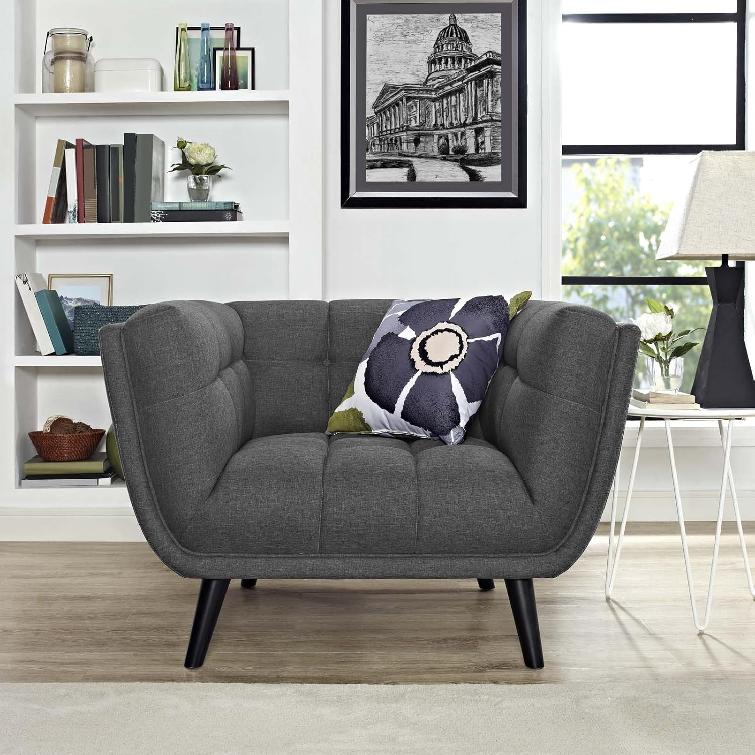 Chic Gray Upholstered Armchair for Contemporary Living Rooms
