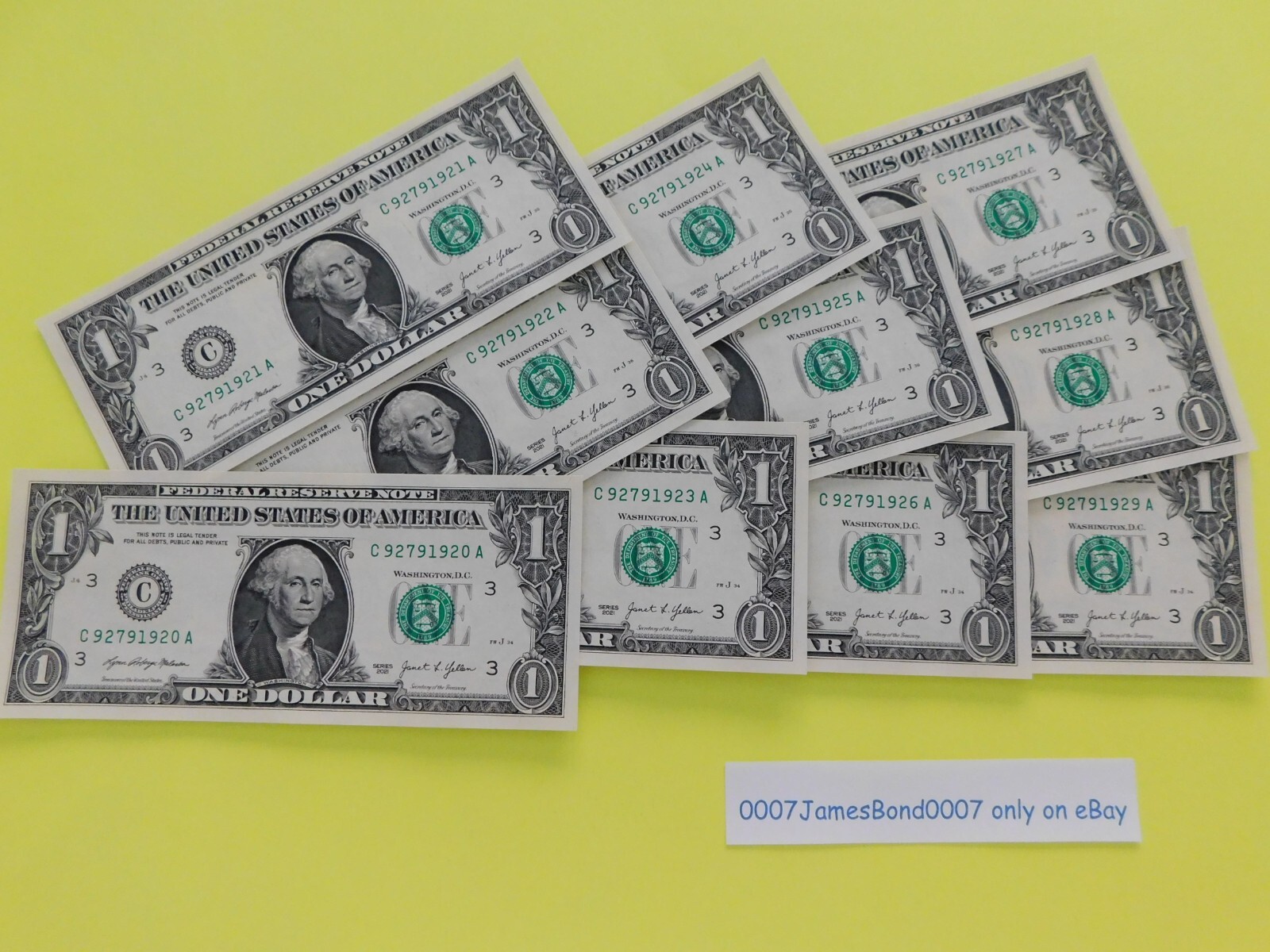 OWN THE DECADE OF THE 20'S WITH THIS SET OF $1 ONE DOLLAR BILLS NEW MONEY C90Ak.