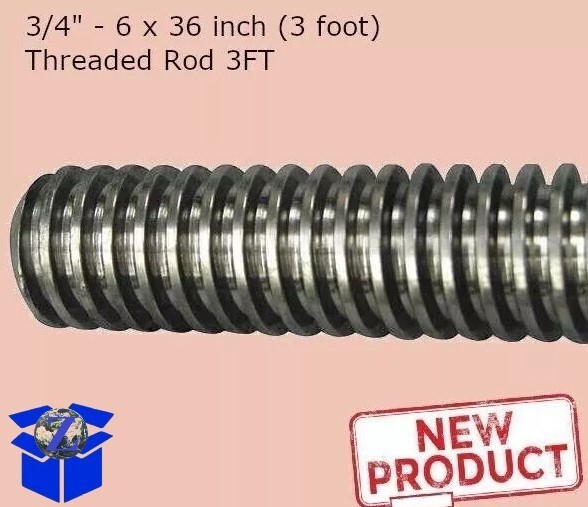 3/4 Inch 6 x 36 Inch 3 Foot Long Acme Fully Threaded Rod Steel 3 Feet Length NEW