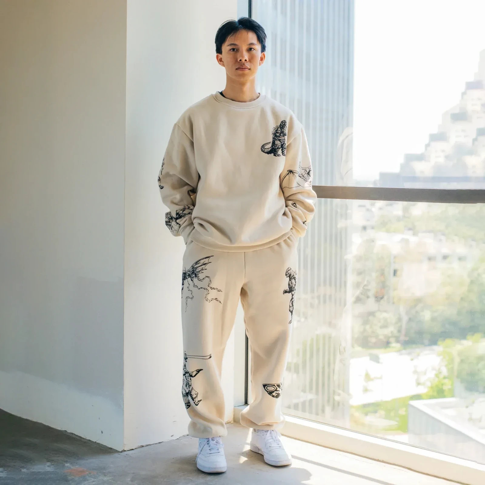 Godzilla Kaiju Print Sweatpants Designed by Toho, Small