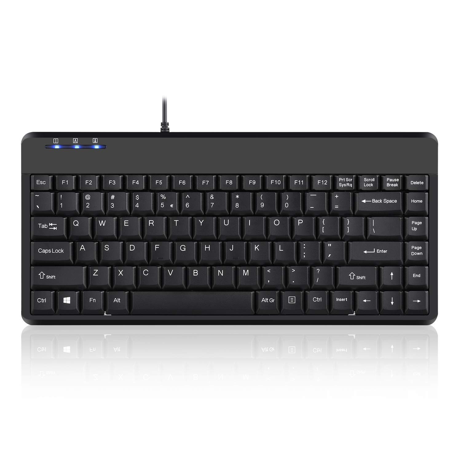 Perixx Periboard-409H Wired Usb Mini Keyboard 2 Usb Hubs Black Us English