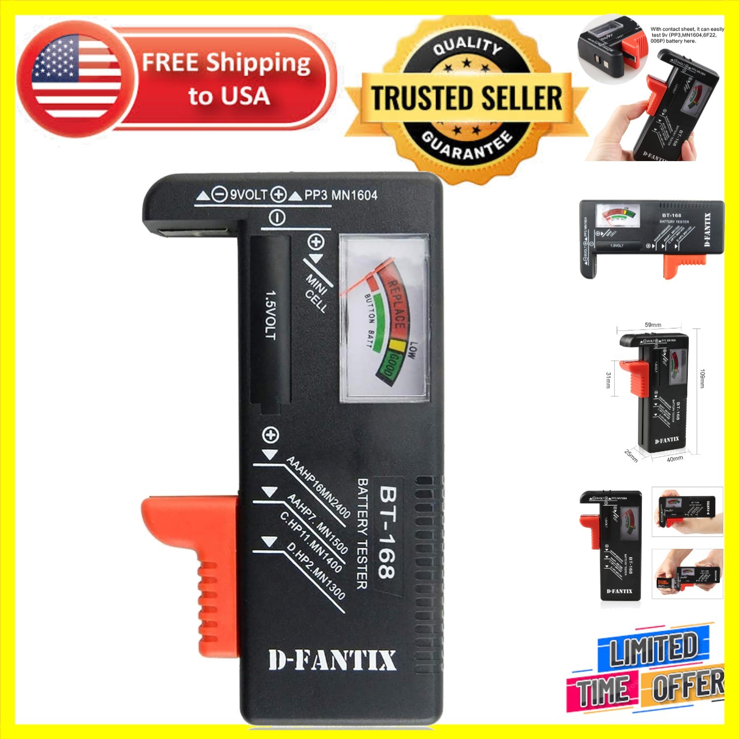 Efficient Compact Battery Tester for Everyday Use - Compatible with All Sizes