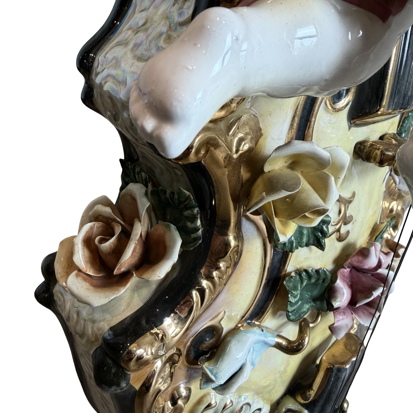 Large Capodimonte Cherub Table Lamp Italian Porcelain Figurine Decorative