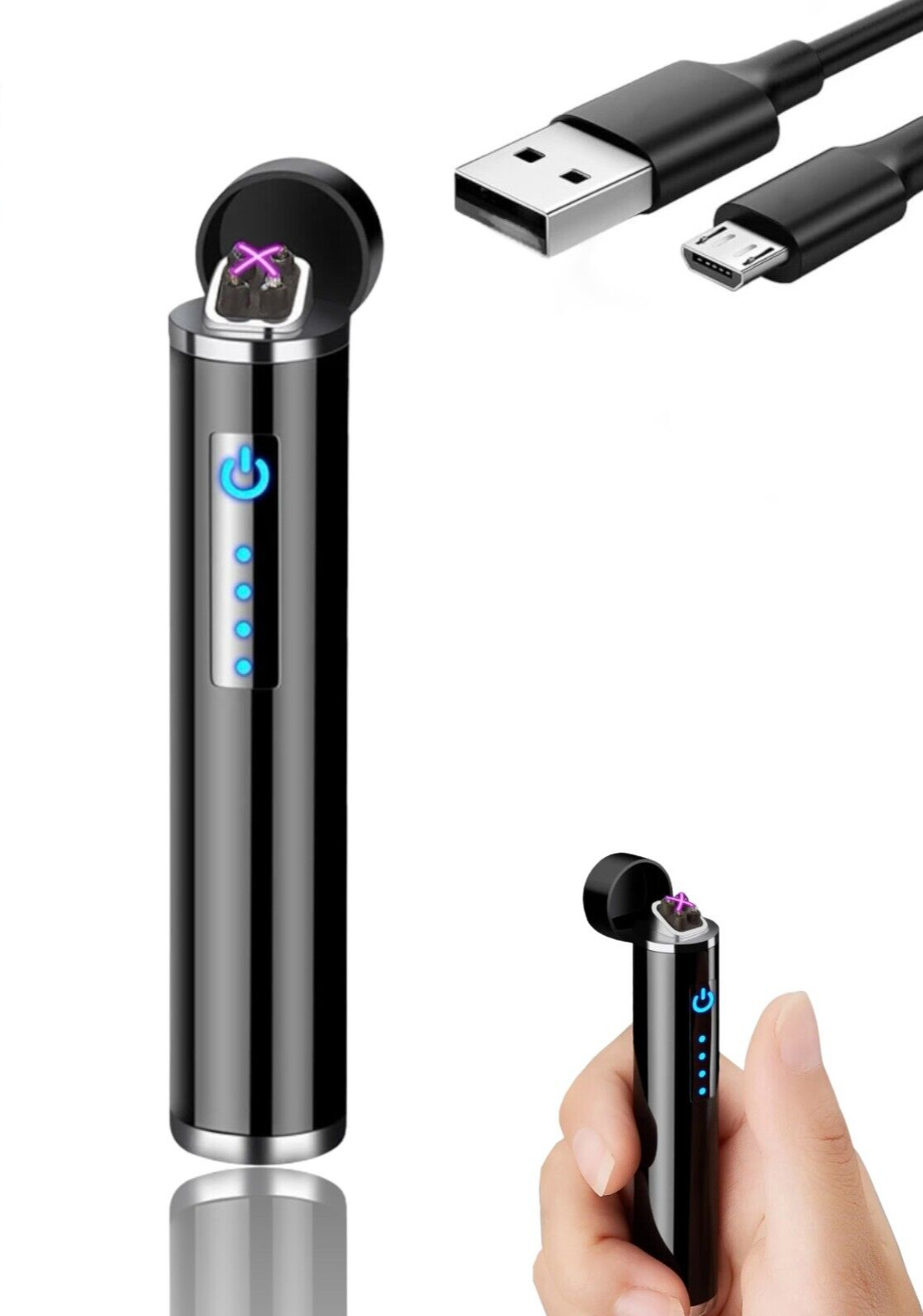 Dual Arc Electric Lighter Plasma Lighter Windproof USB Rechargeable Flameless