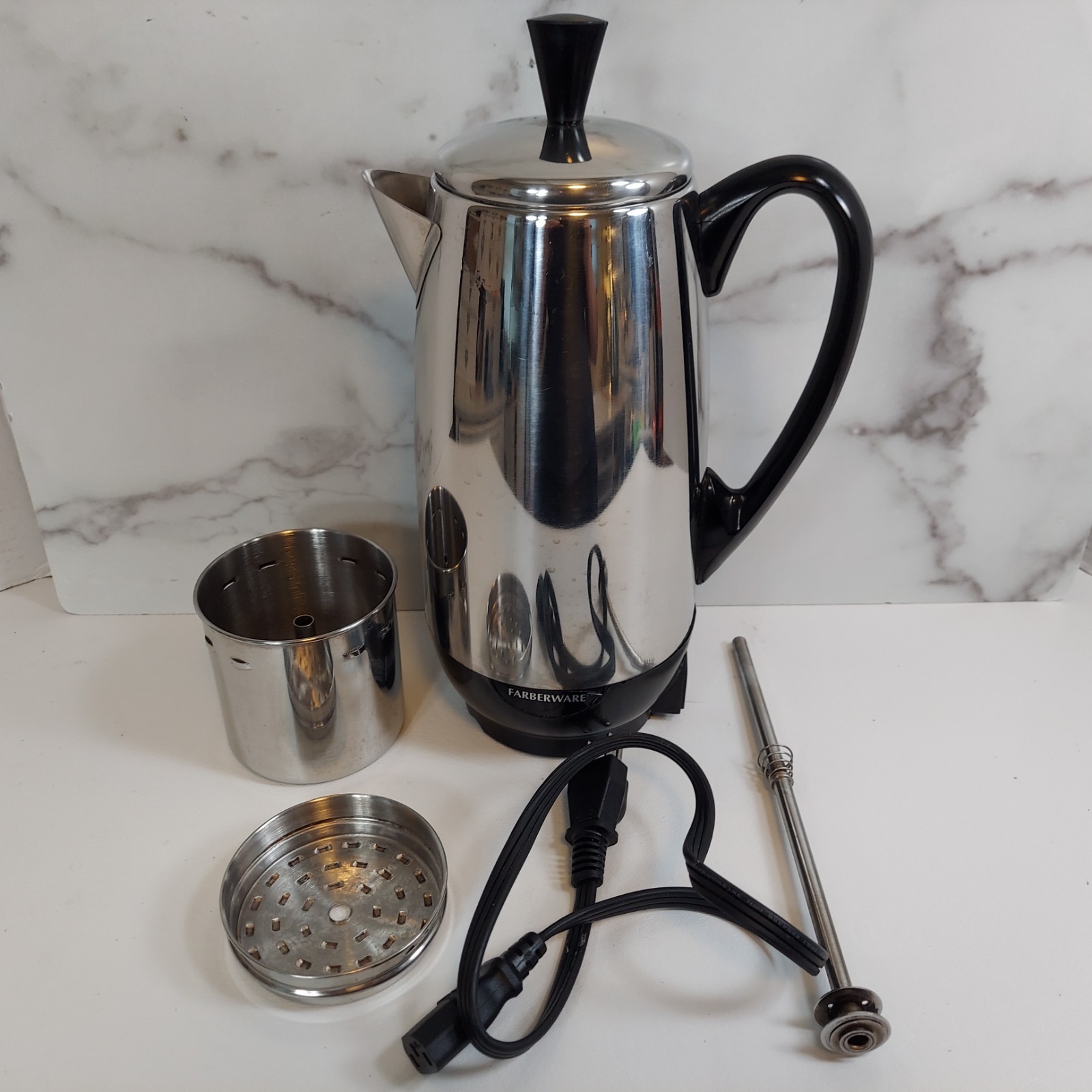 Farberware Stainless 12 Cup Coffee Percolator FCP412 Complete Works
