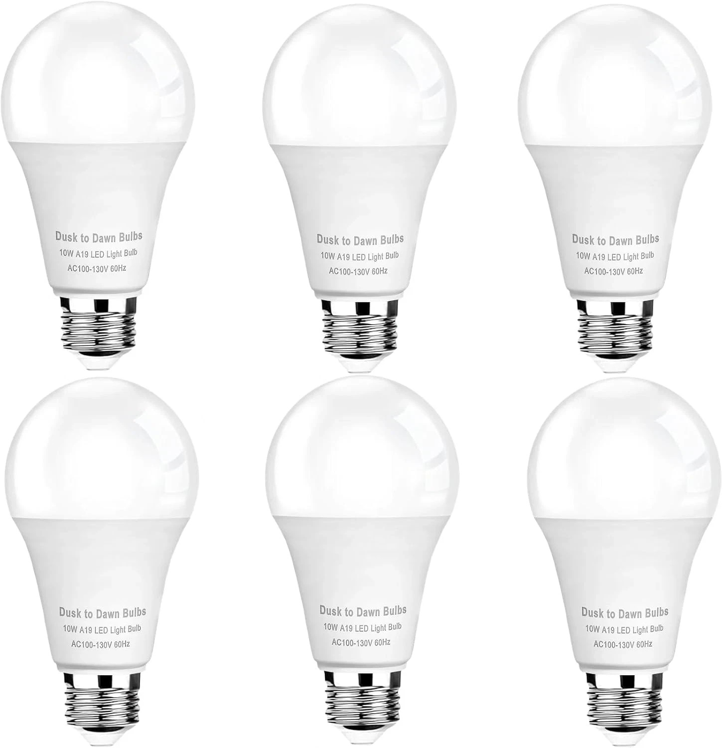 6-Pack Dusk to Dawn Light Bulbs Outdoor 75 Watt Equivalent, Automatic On/Off Sen