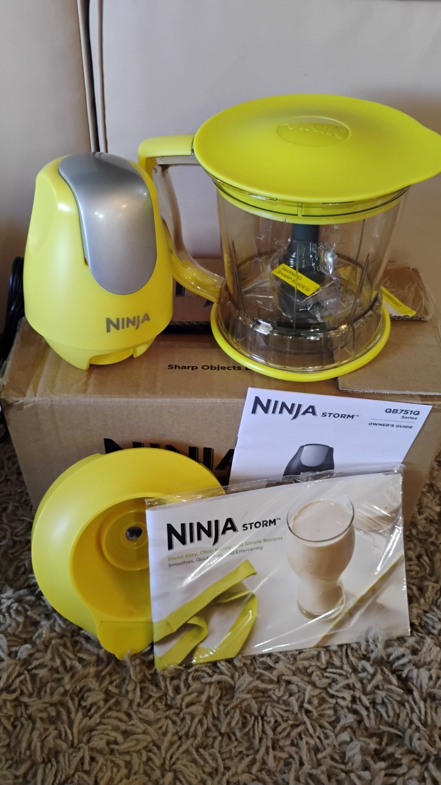 NINJA STORM Food Processor Blender QB751Q Yellow  NEW NEVER USED Open Box