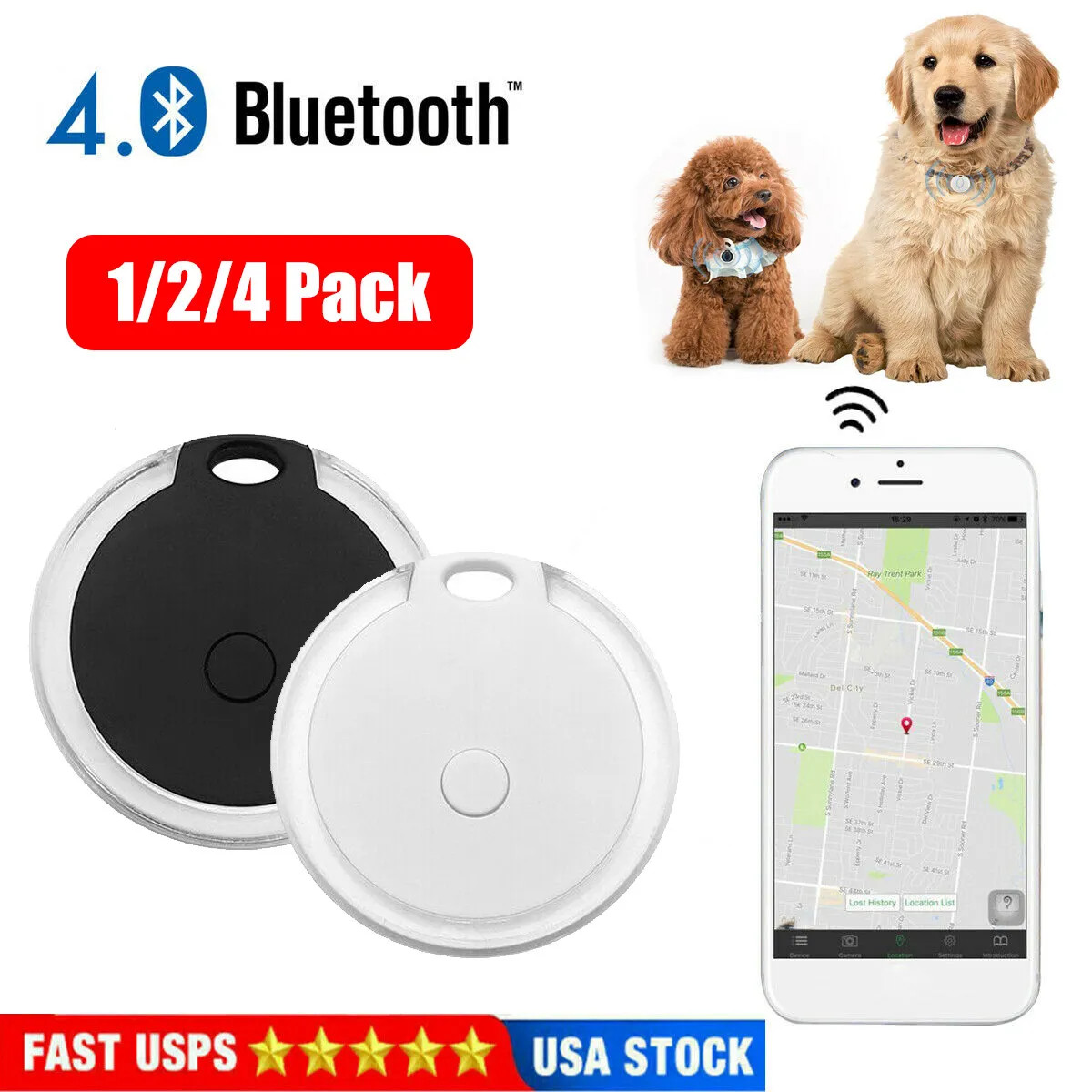 Waterproof Bluetooth GPS Locator Tracker Tracking Pet Dog Cat Anti-Lost Device