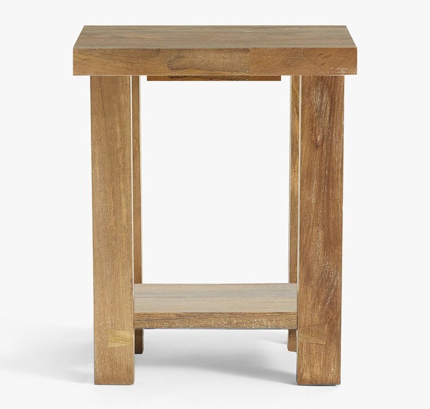 Pottery Barn Reed Rectangular Side End Table 20" w x 18" d x 24" h Antique Umber