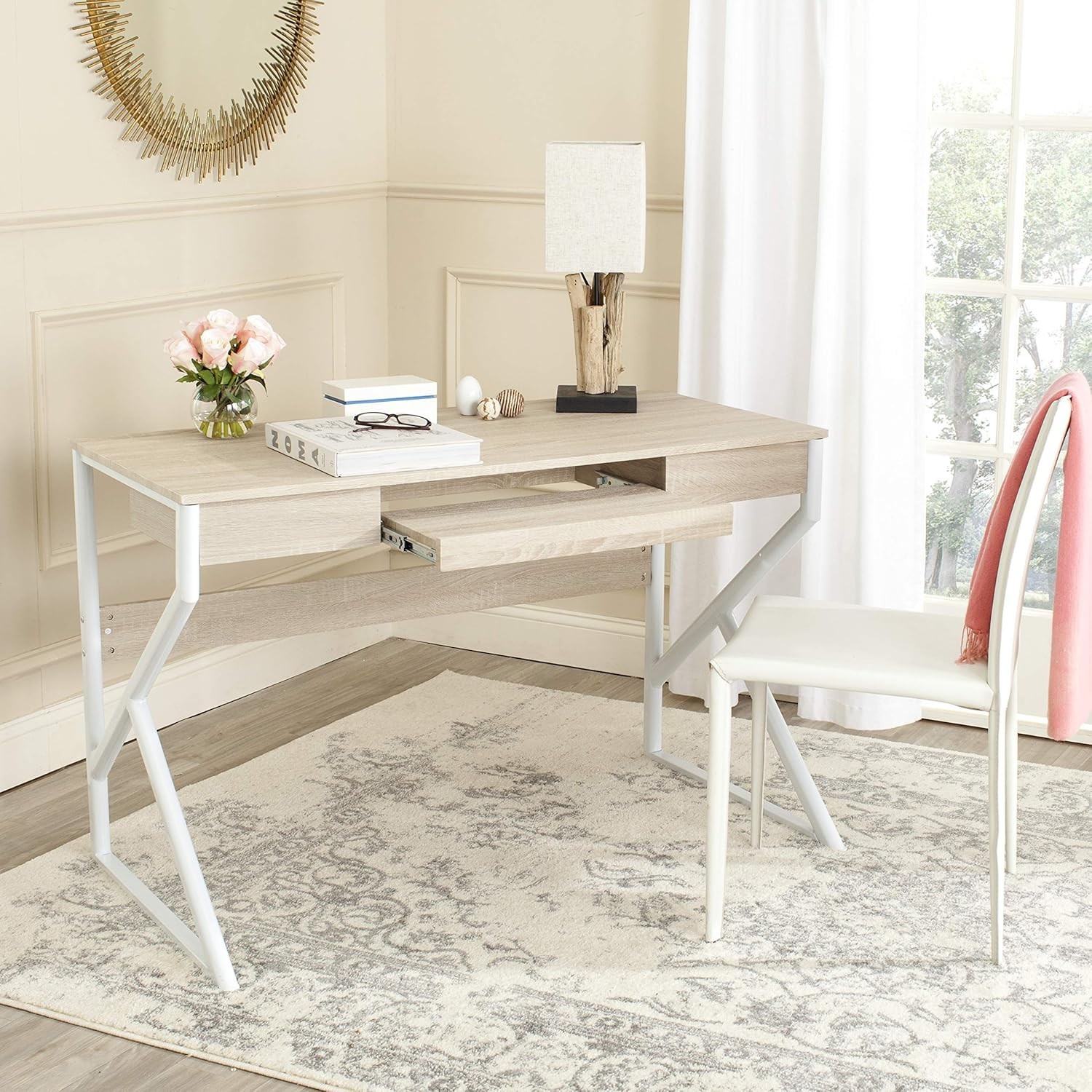 Bryant Natural & White Home Office Computer Desk for Stylish Workspaces