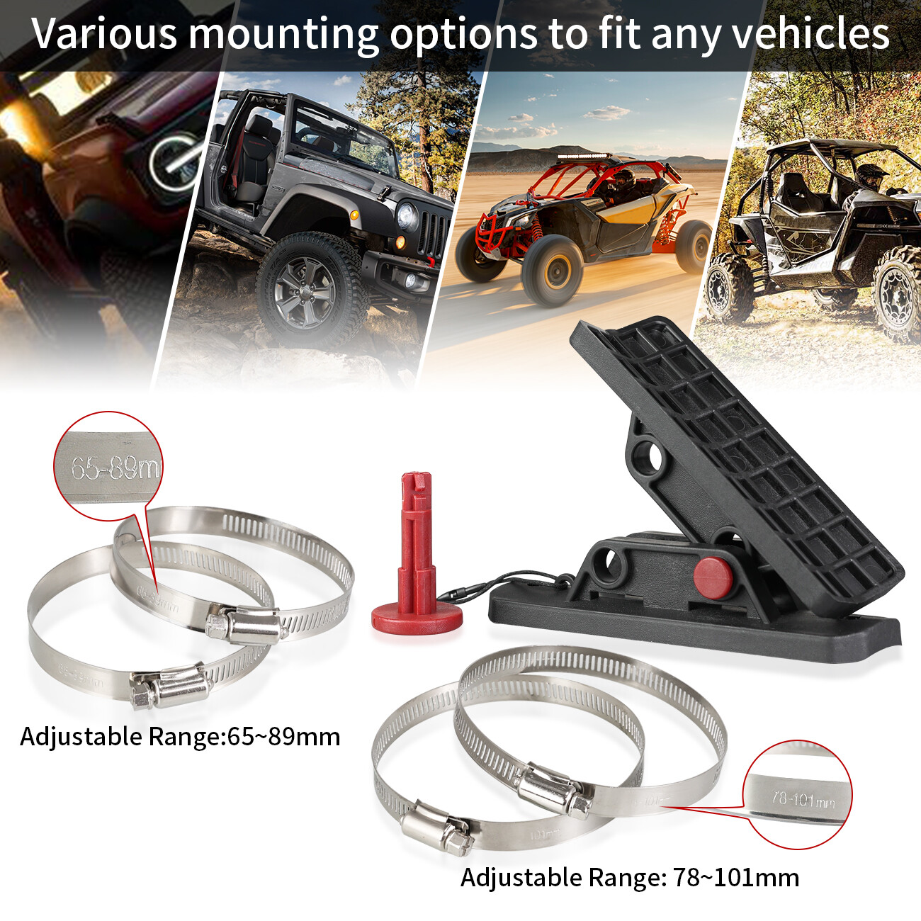 UTV Car Fire Extinguisher Holder Mount Bracket Adjustable Compatible with RZR