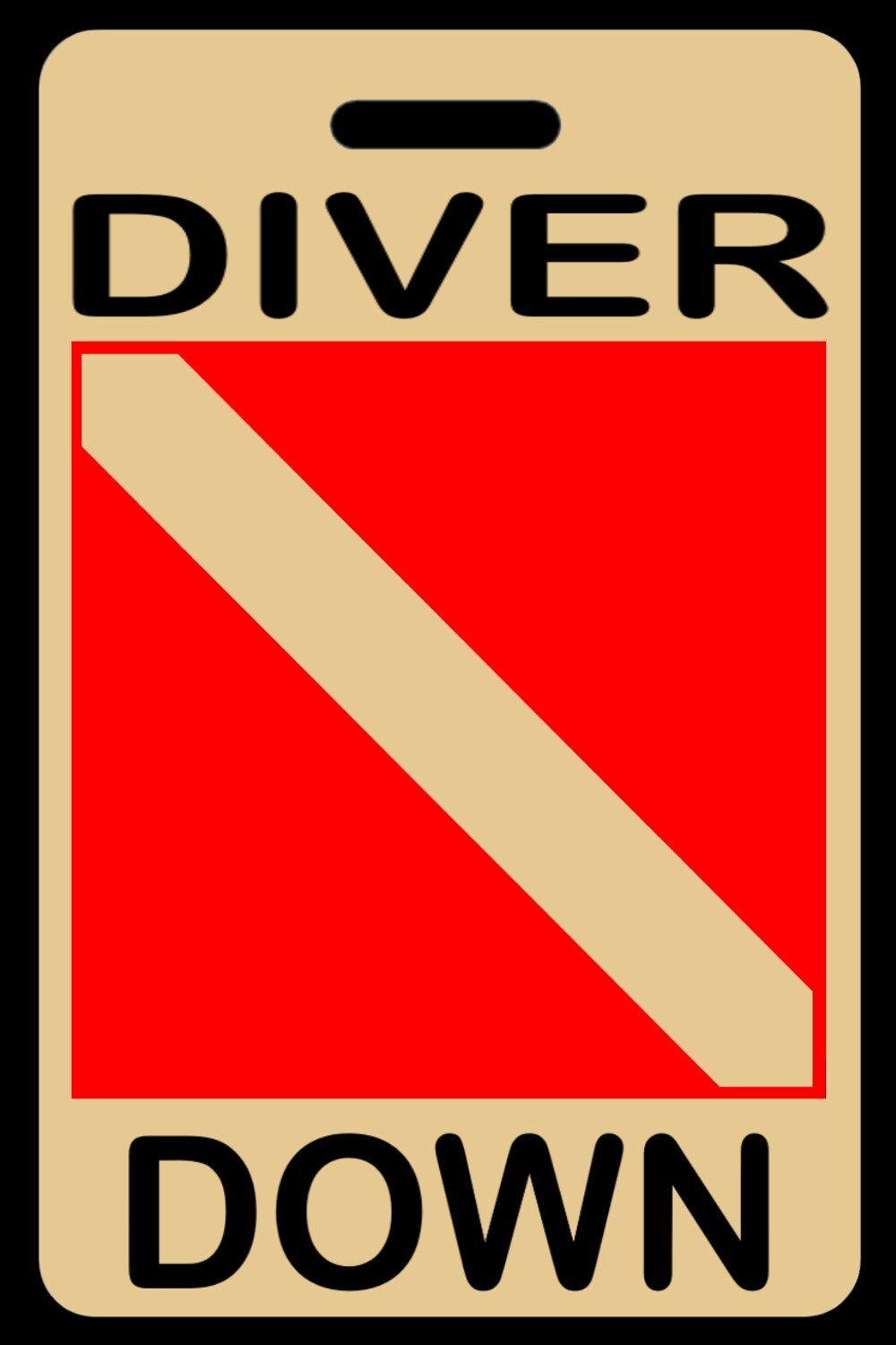 Lo-Viz Tan Personalized "Diver Down" SCUBA Diving Luggage/Gear Bag Tag