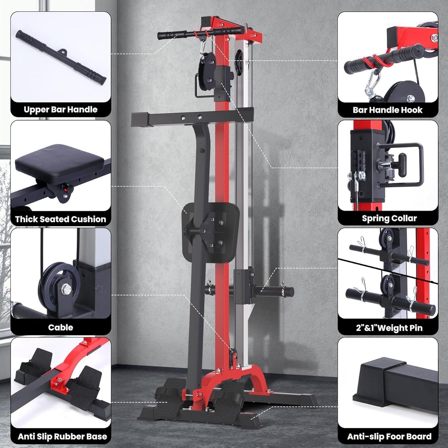 2in1 Rowing & Cable Machine ,LAT Pull Down & Low Row Cable Machine for Home Gym