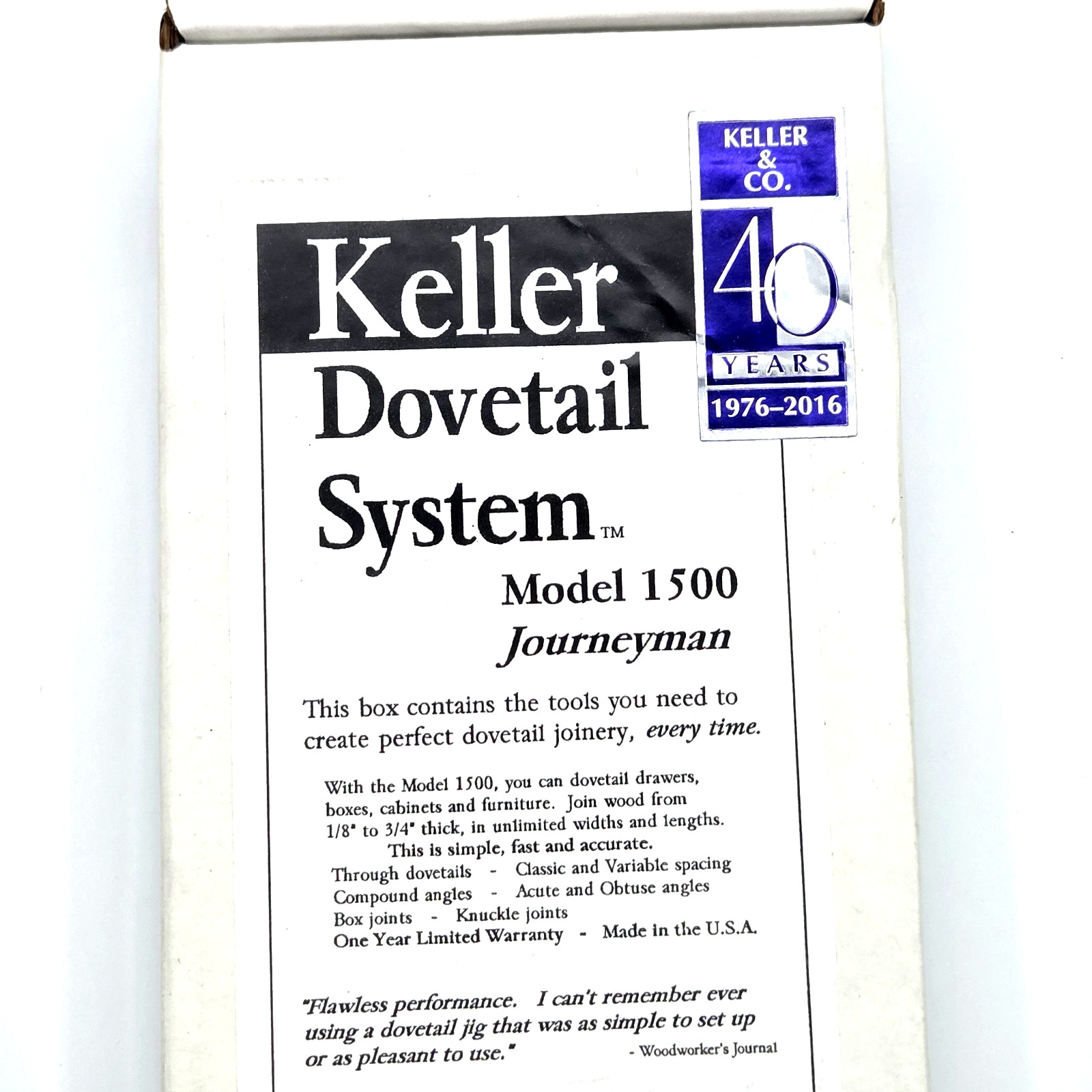 KELLER Dovetail System Model 1500 Journeyman w/2 bits & Manual Brand New